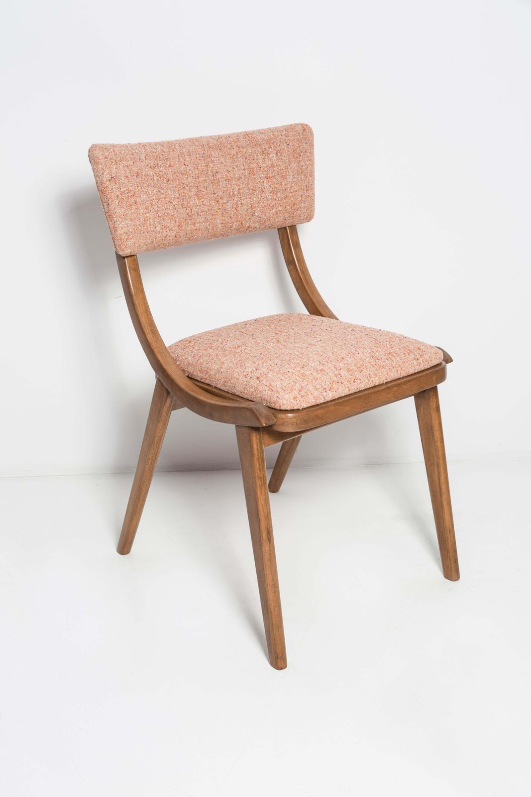 Mid Century Modern Bumerang Chair, Peach Orange Wool, Poland, 1960s photo furniture