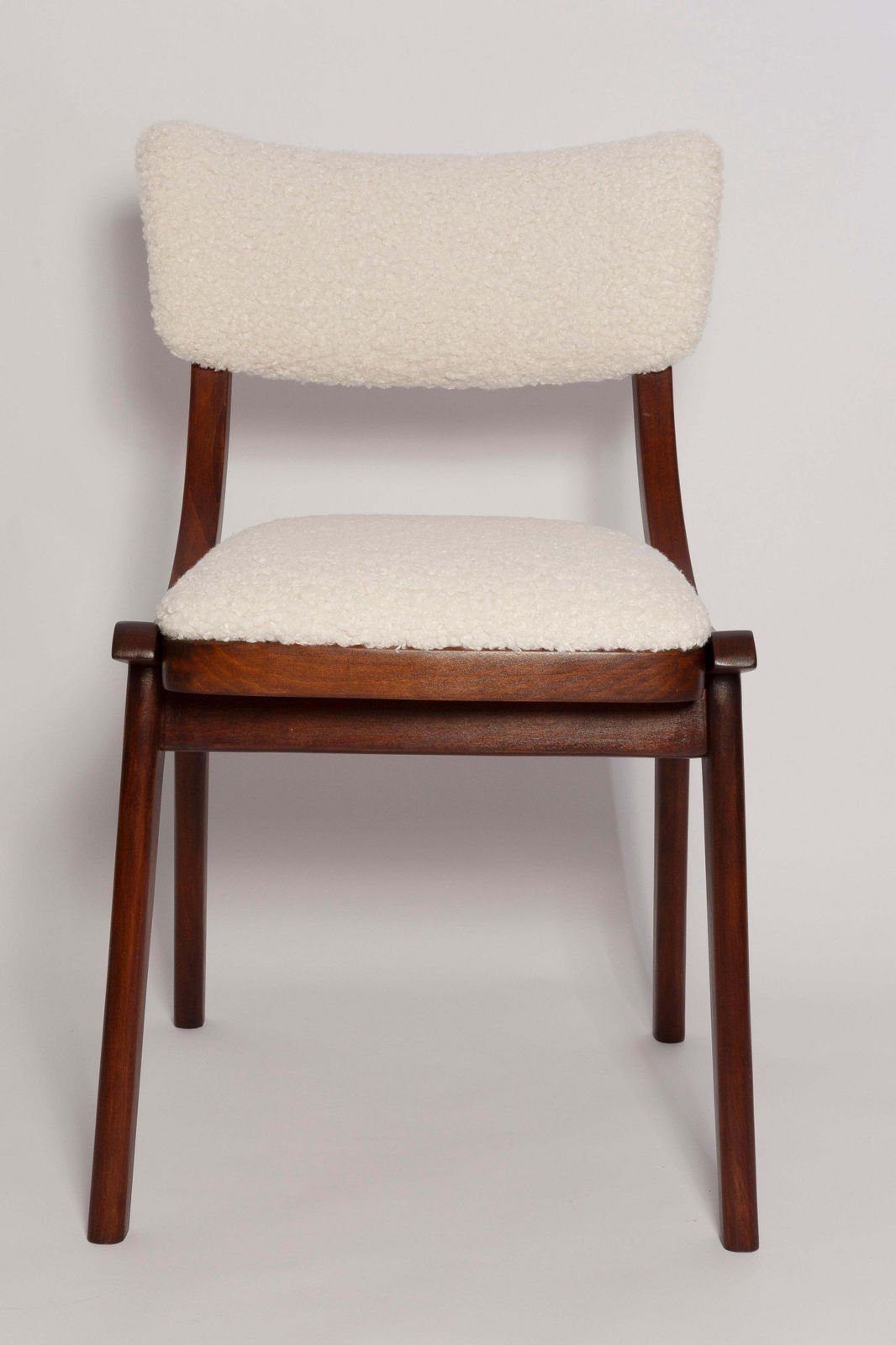 Mid Century Modern Bumerang Chair, Lichtcrème Witte Bouclé, Polen, Jaren 1960 photo buy