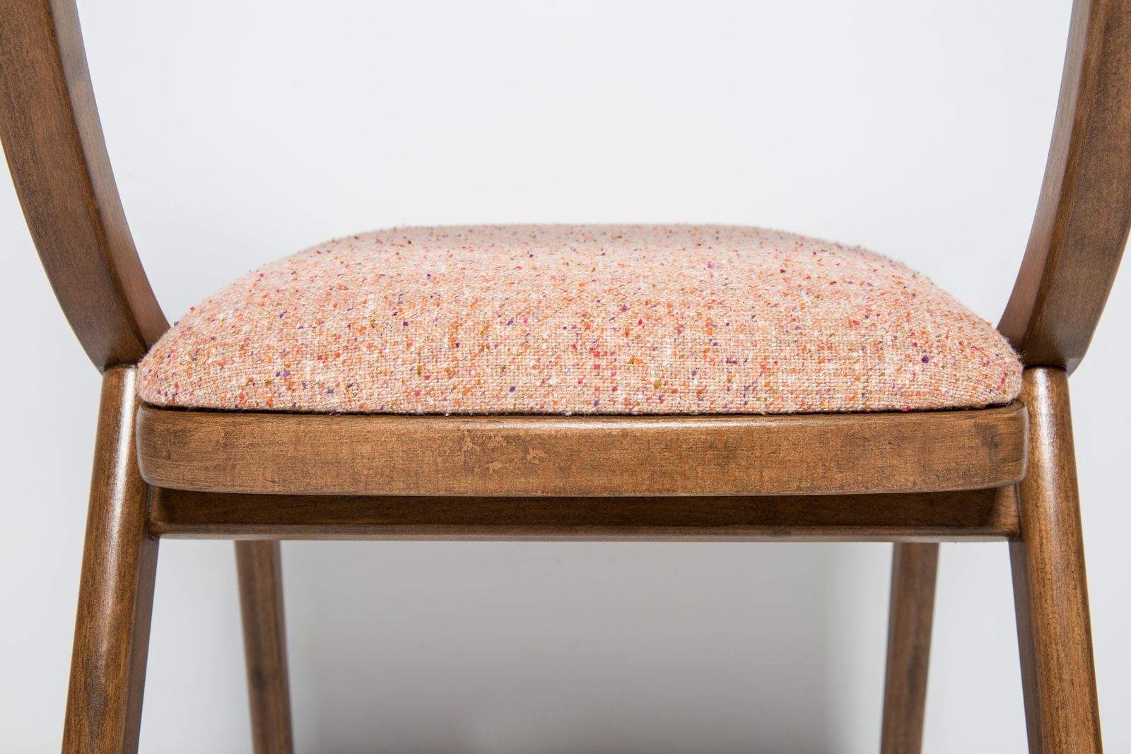 Mid Century Modern Bumerang Chair, Peach Orange Wool, Poland, 1960s photo vinterior