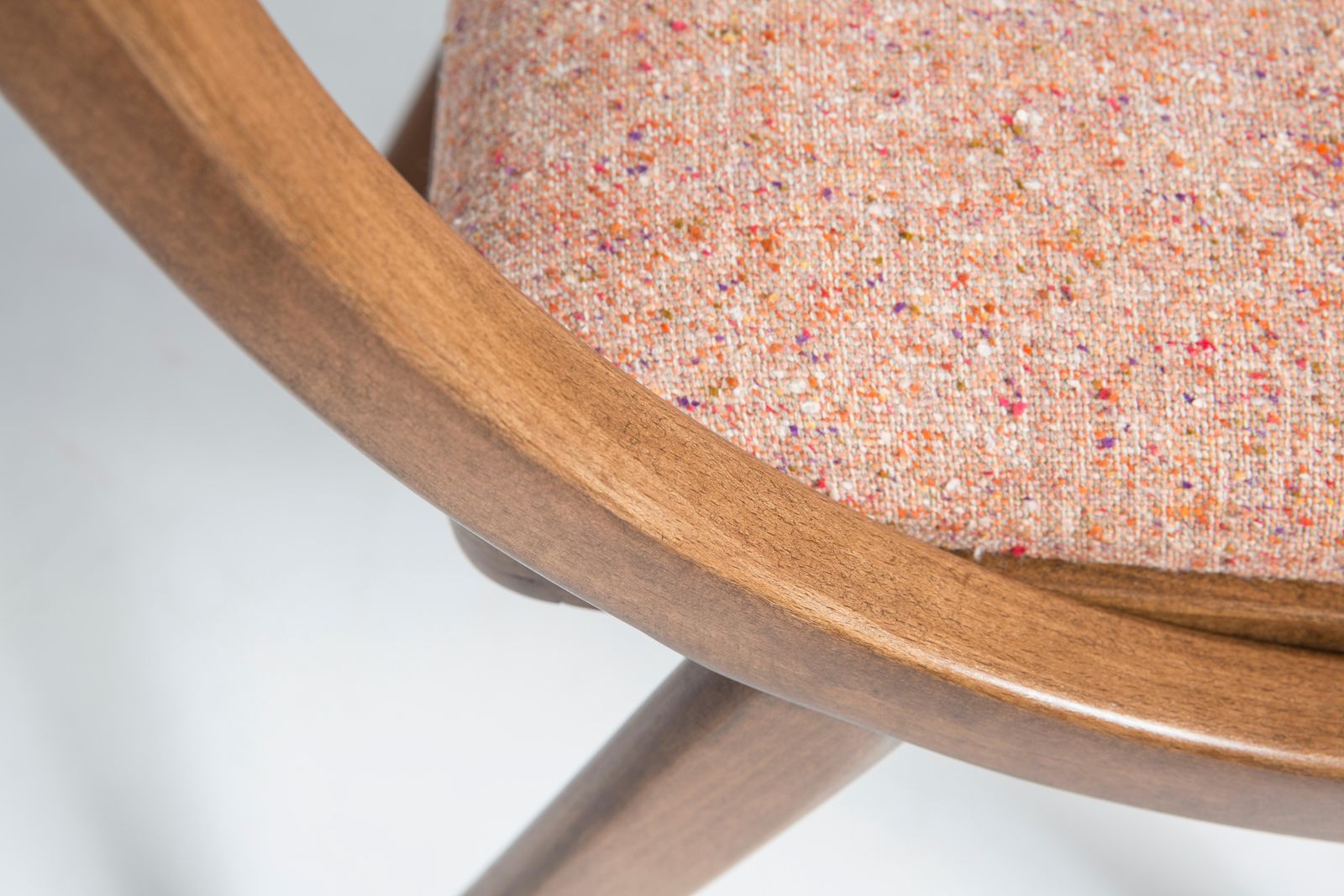 Mid Century Modern Bumerang Chair, Peach Orange Wool, Poland, 1960s photo vintage