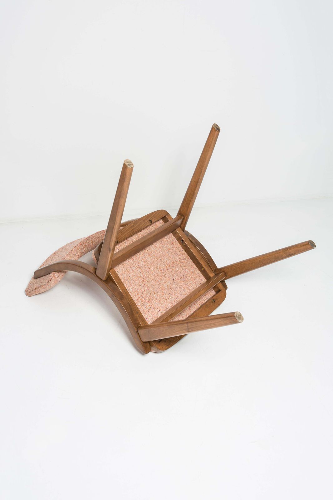Meubels Mid Century Modern Bumerang Chair, Perzik Oranje Wol, Polen, Jaren 1960 photo