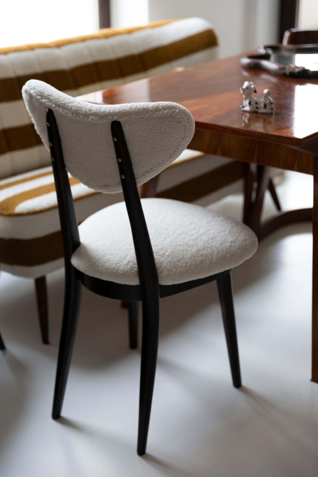 Midcentury Light Bouclé Heart Chair, Europe, 1960s photo for sale