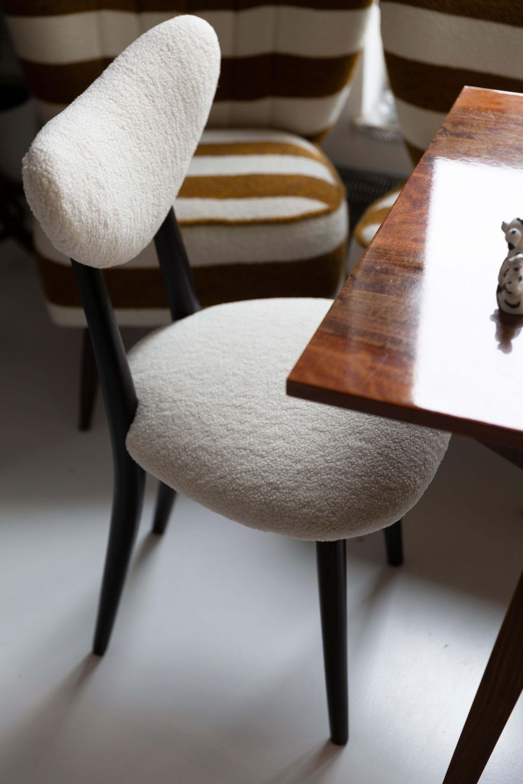 Midcentury Light Bouclé Heart Chair, Europe, 1960s photo 510.0