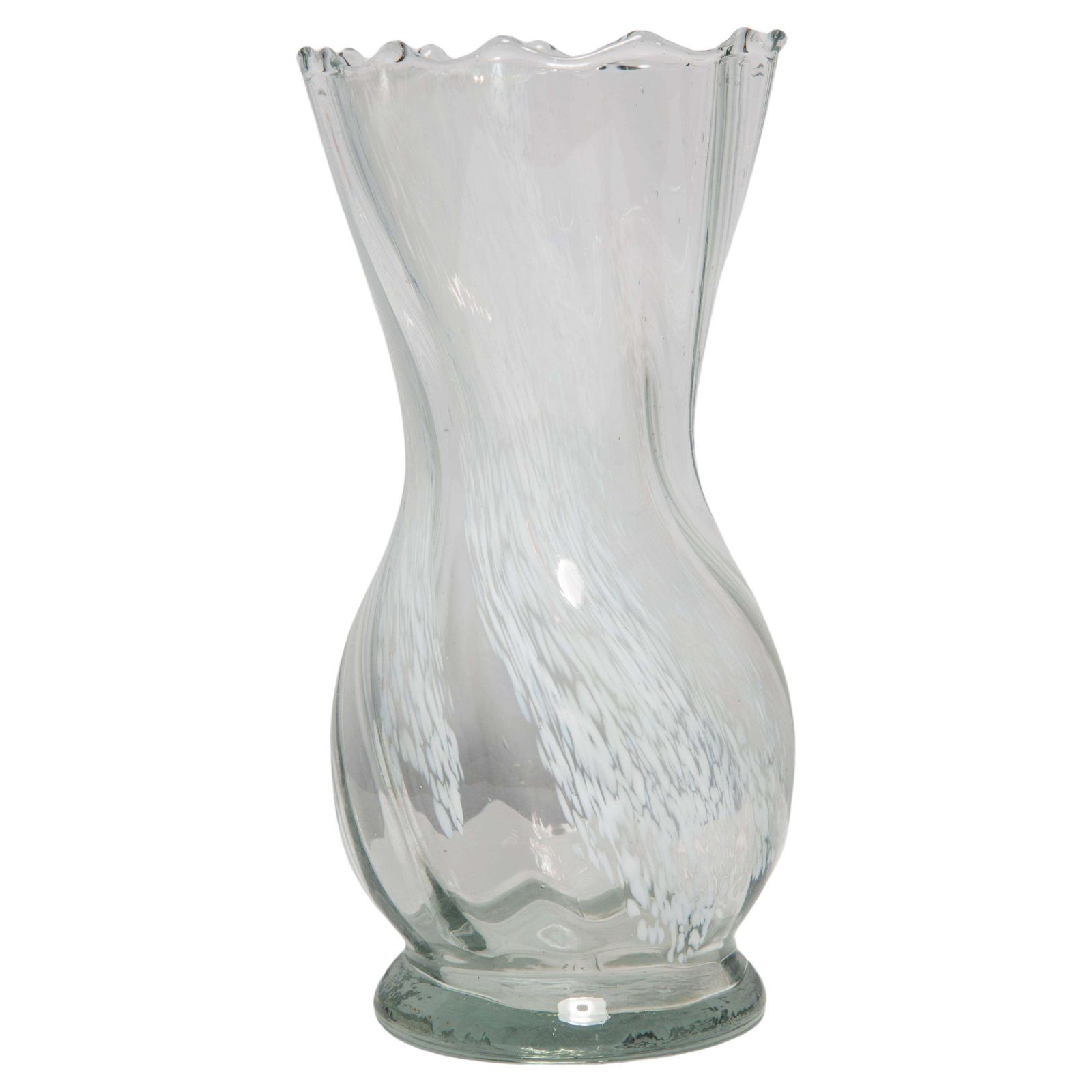 Mid Century Vintage White And Transparent Artistic Glass Vase, Europe, 1970s