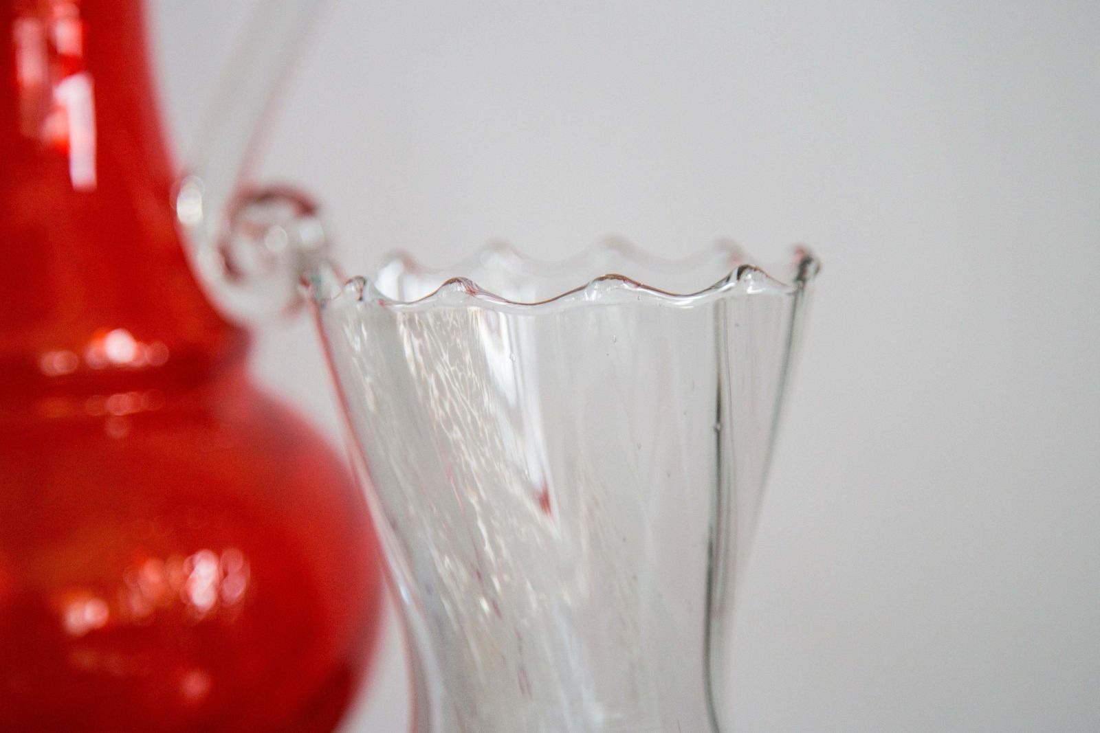 Mid Century Vintage White And Transparent Artistic Glass Vase, Europe, 1970s photo for sale