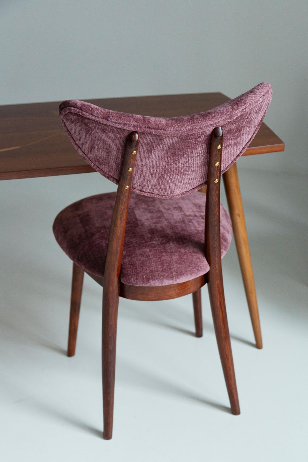 Midcentury Burgundy Pink Violet Velvet Heart Chair, Europe, 1960s photo Furniture