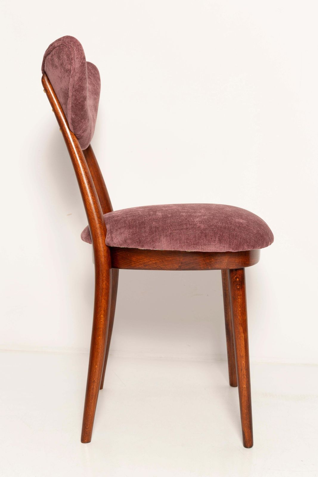 Midcentury Burgundy Pink Violet Velvet Heart Chair, Europe, 1960s photo vintage