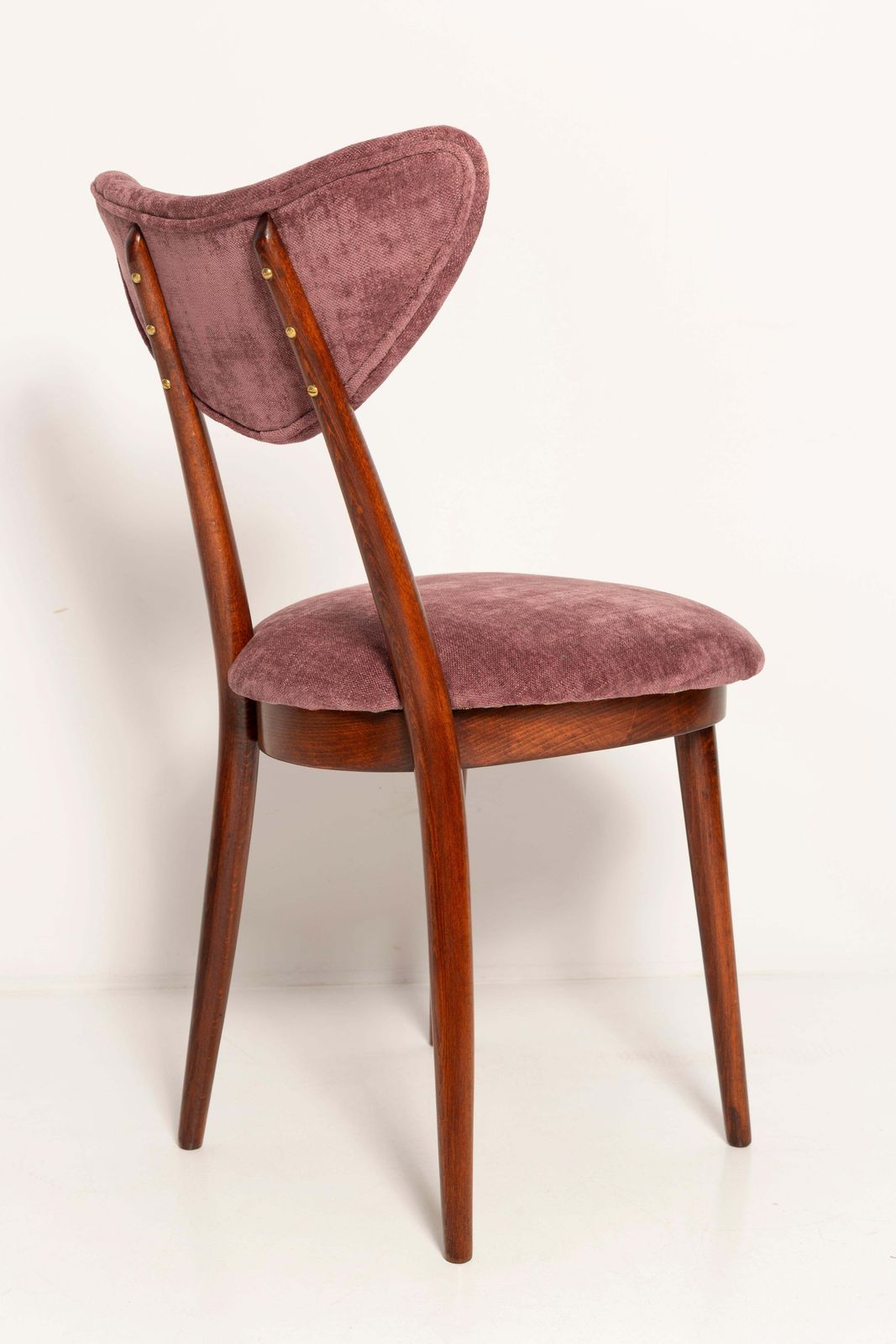 photo furniture Midcentury Burgundy Pink Violet Velvet Heart Chair, Europe, 1960s