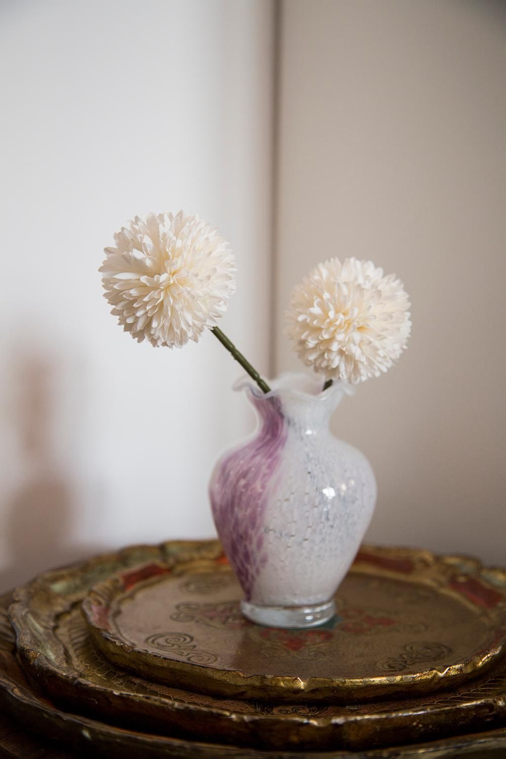 Mid Century Vintage White And Purple Small Murano Vase, Italy, 1960s photo buy