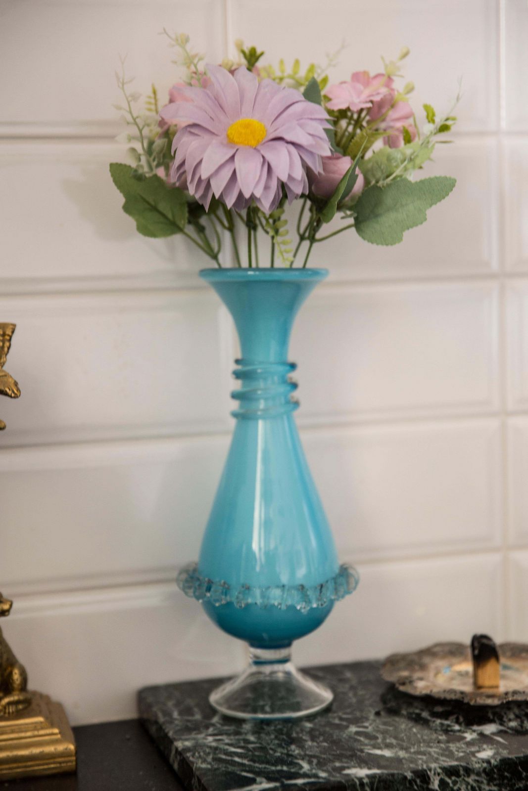 Medium Mid Century Baby Blue Vase With Frill, Europe, 1960s photo for sale