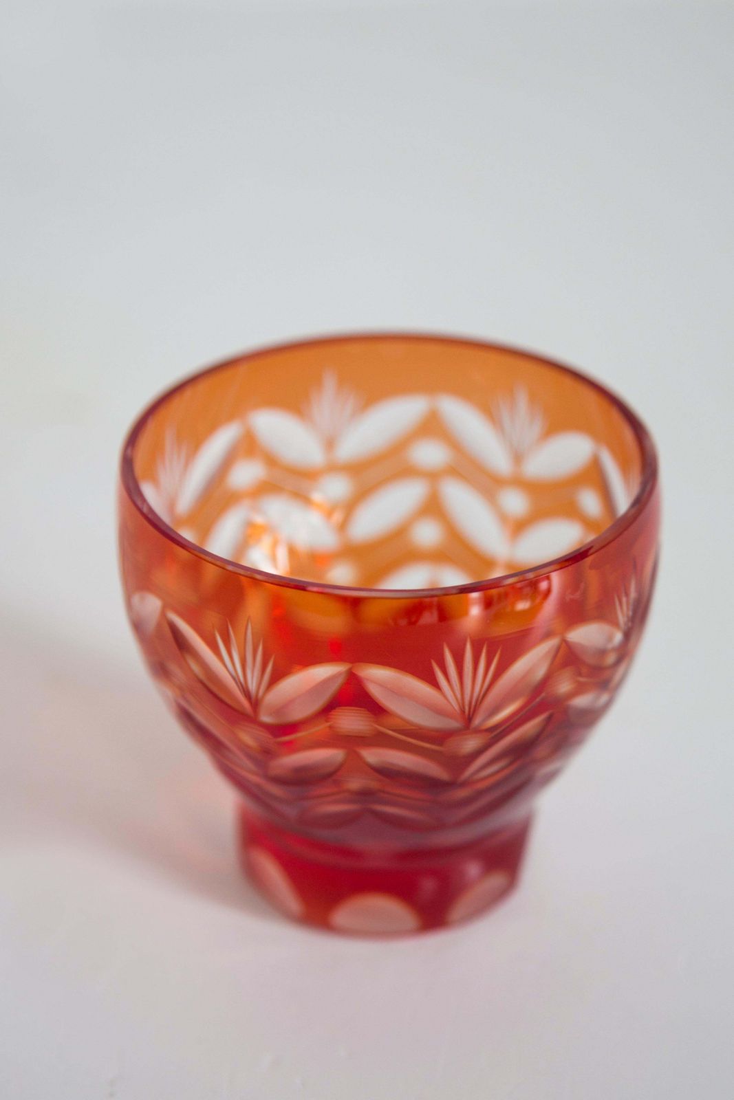 Mid Century Vintage Small Orange Red Crystal Vase, 20th Century, Europe, 1960s photo vintage