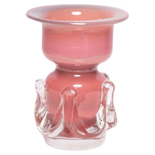 Mid Century Vintage Artistic Glass Pink Purple Vase, Tarnowiec, Europe, 1970s