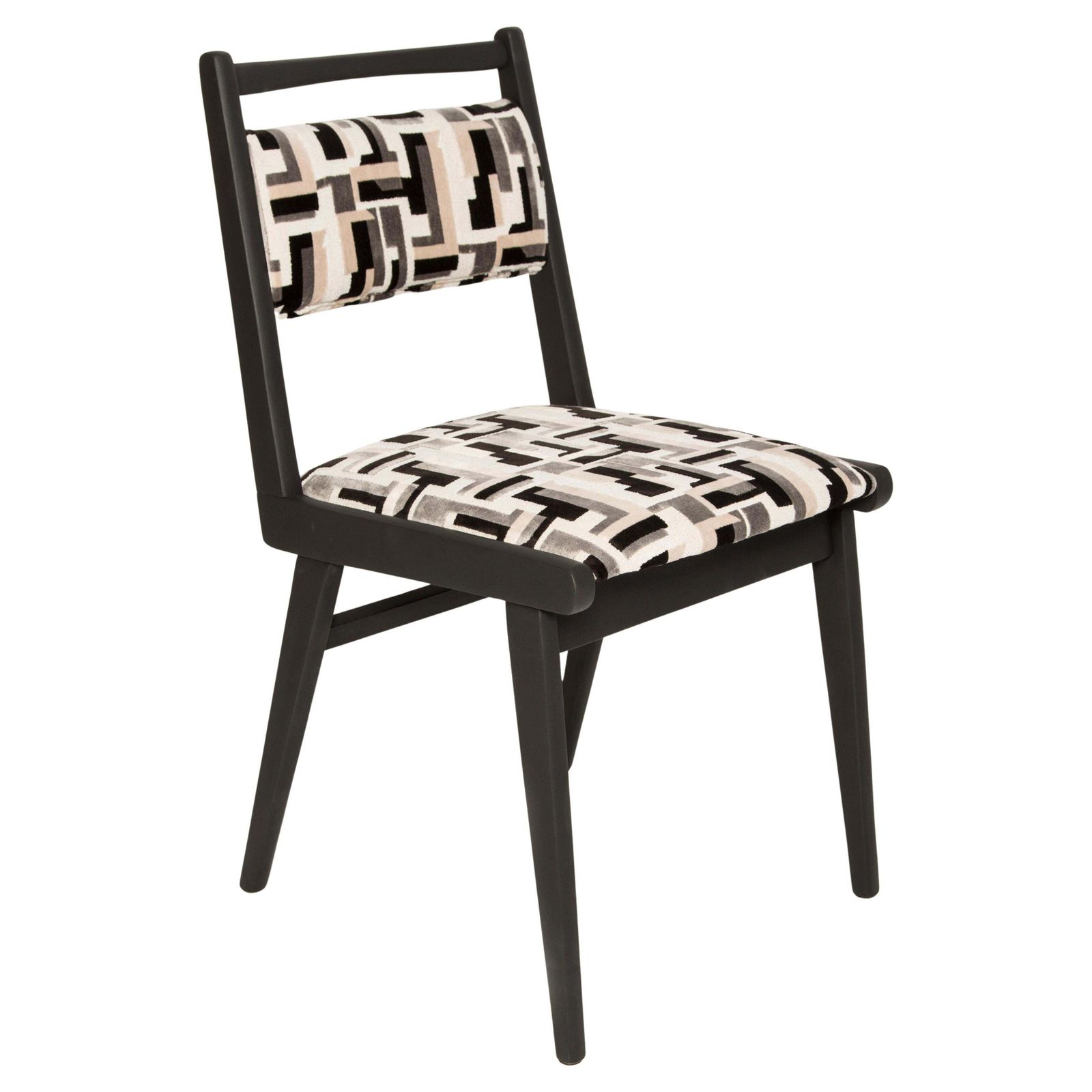 Mid Century Black And White Velvet Jar Chair, Poland, Europe, 1960s.