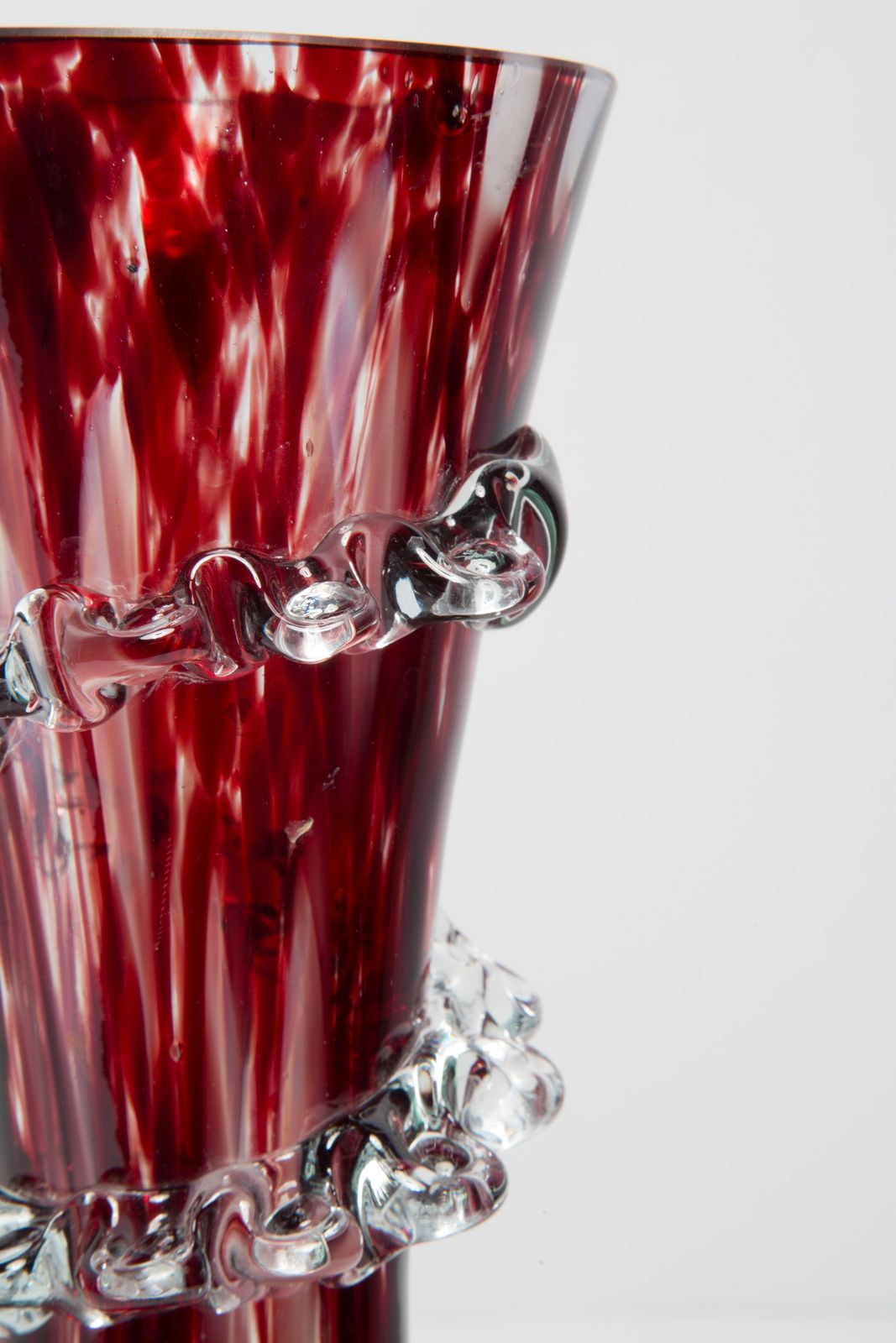 Mid Century Vintage Artistic Glass Dark Red Burgundy Vase, Europe, 1970s photo 187.0