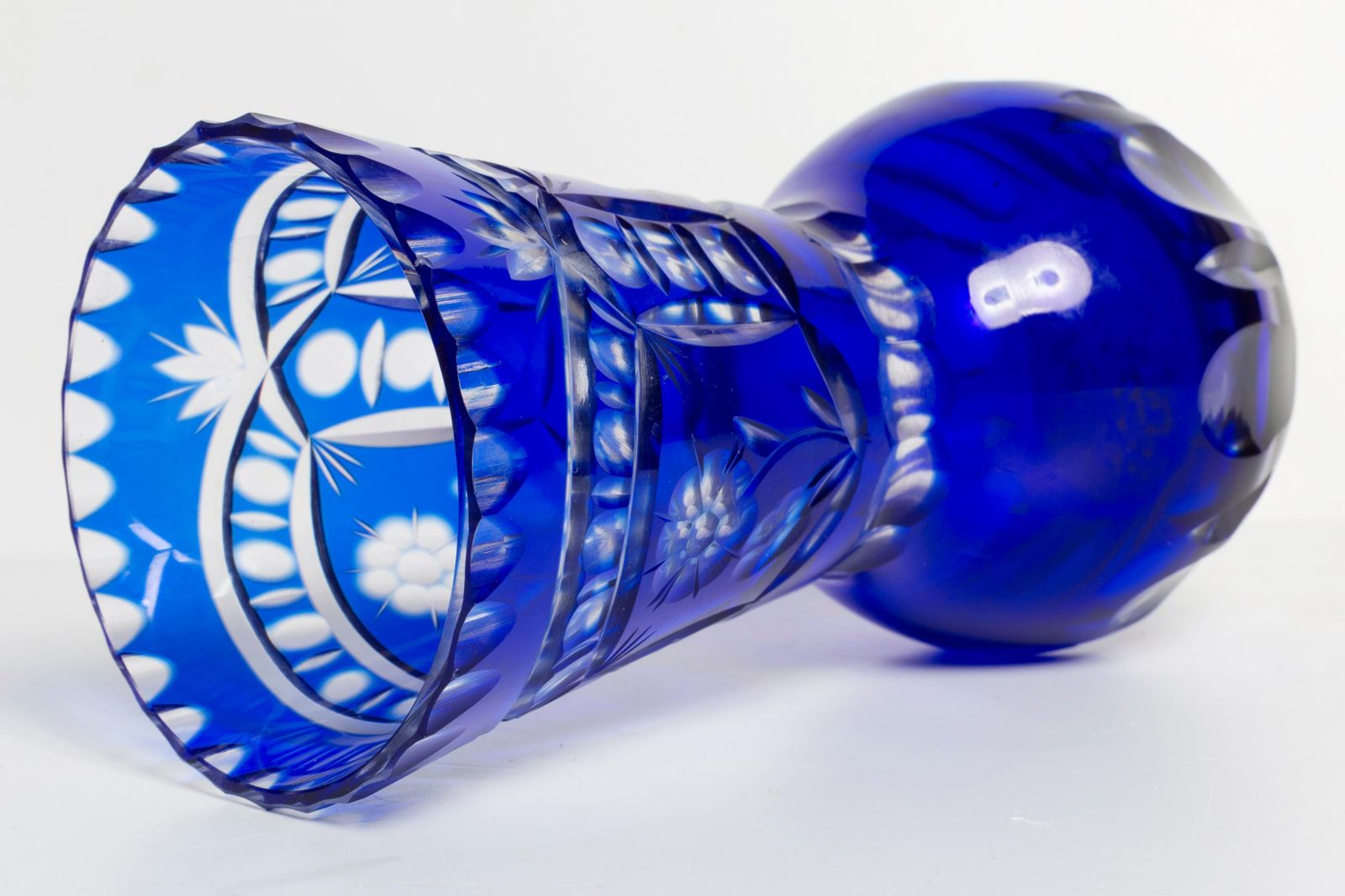photo for sale Mid Century Vintage Transparent And Blue Crystal Vase, Italy, 1960s