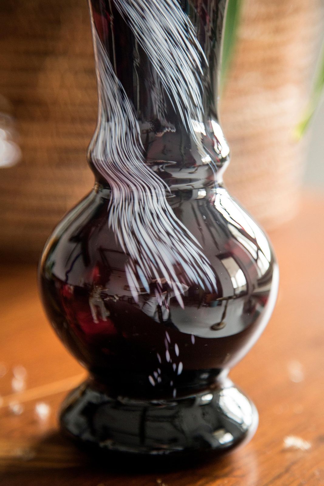 Midcentury Burgundy Red Plum Violet Purple And White Vase, Europe, 1960s photo Home Decor