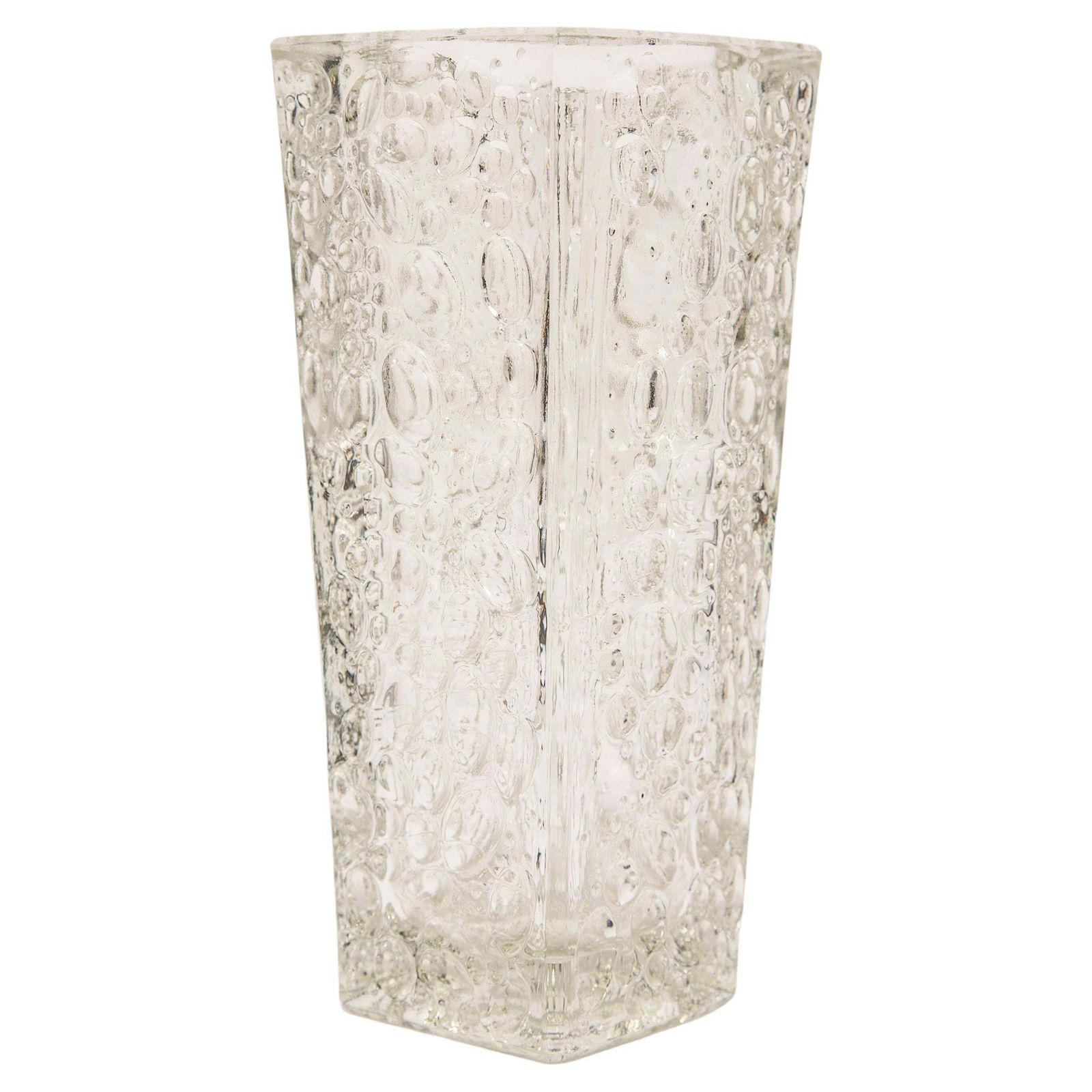 Midcentury Vintage Transparent Crystal Vase, Italy, 1960s