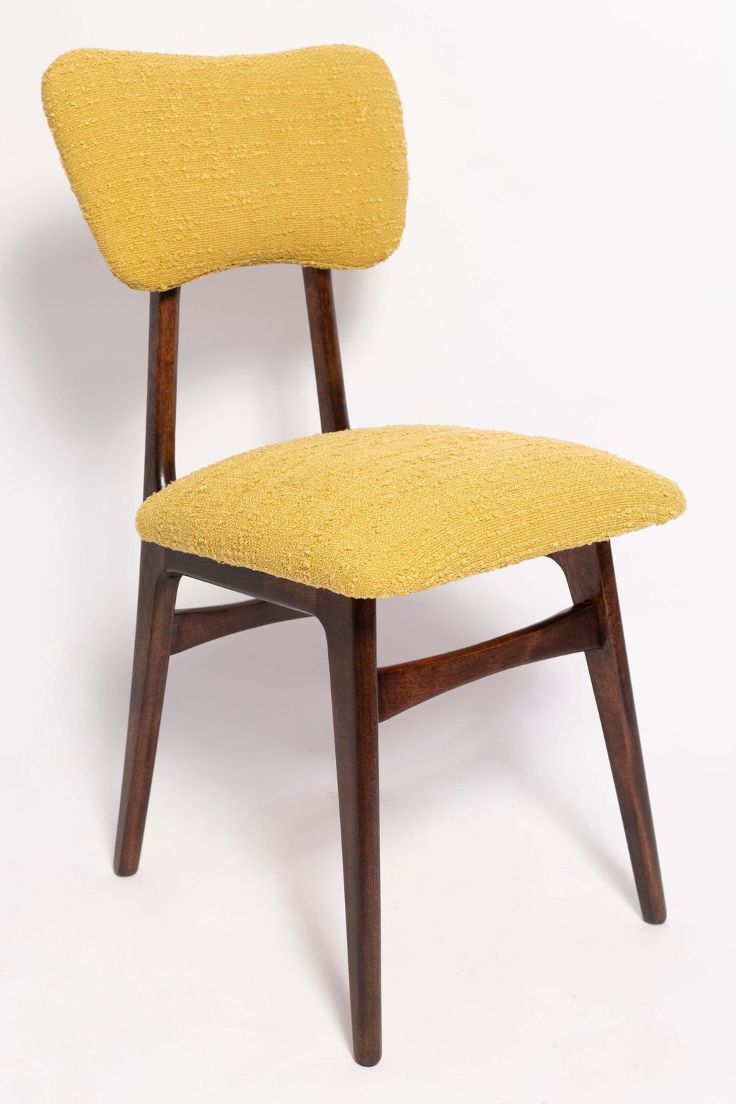 Mid Century Butterfly Dining Chair, Yellow Boucle, Europe, 1960s photo for sale