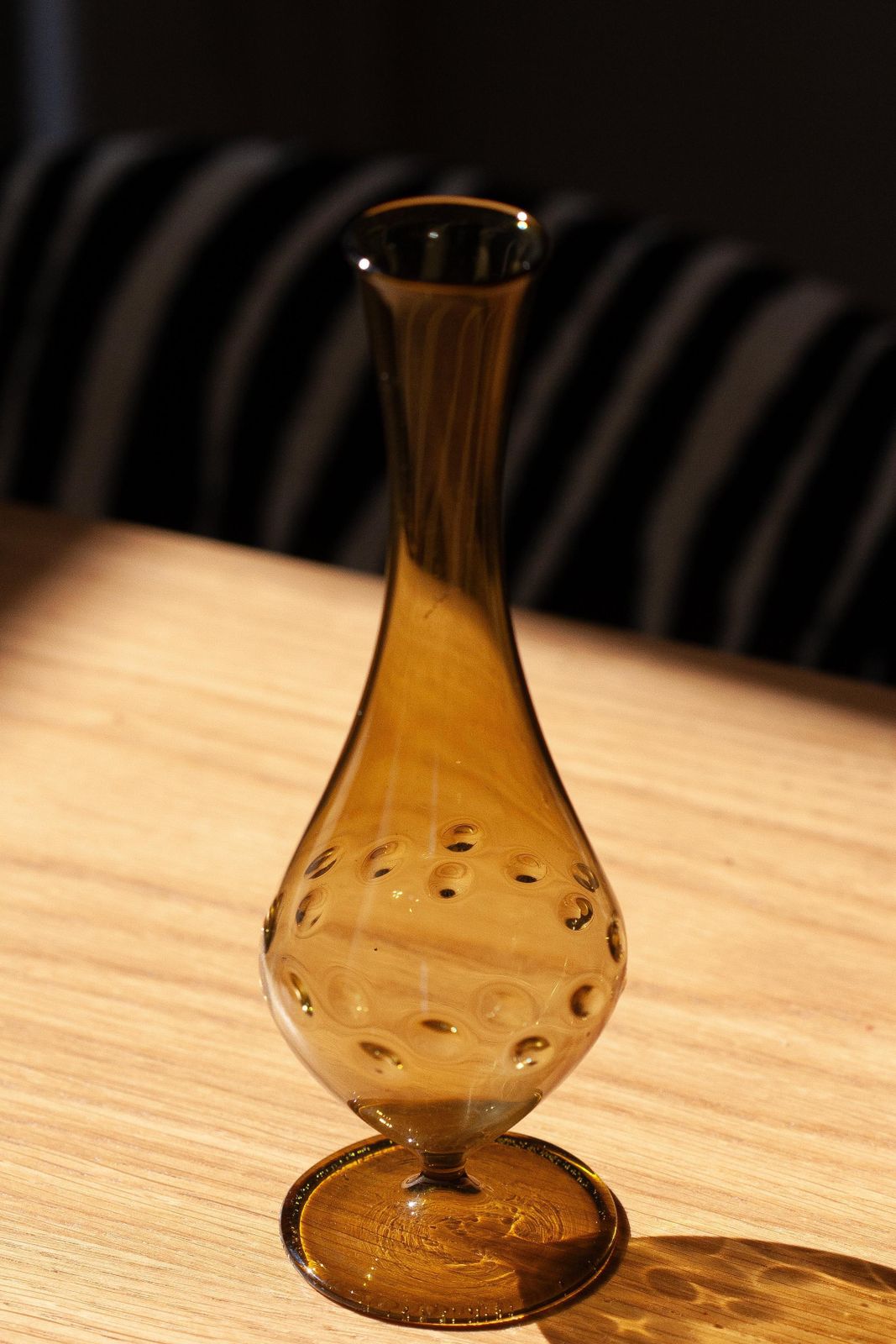 Mid Century Small Beige Brown Decorative Glass Vase, Europe, 1960s photo for sale