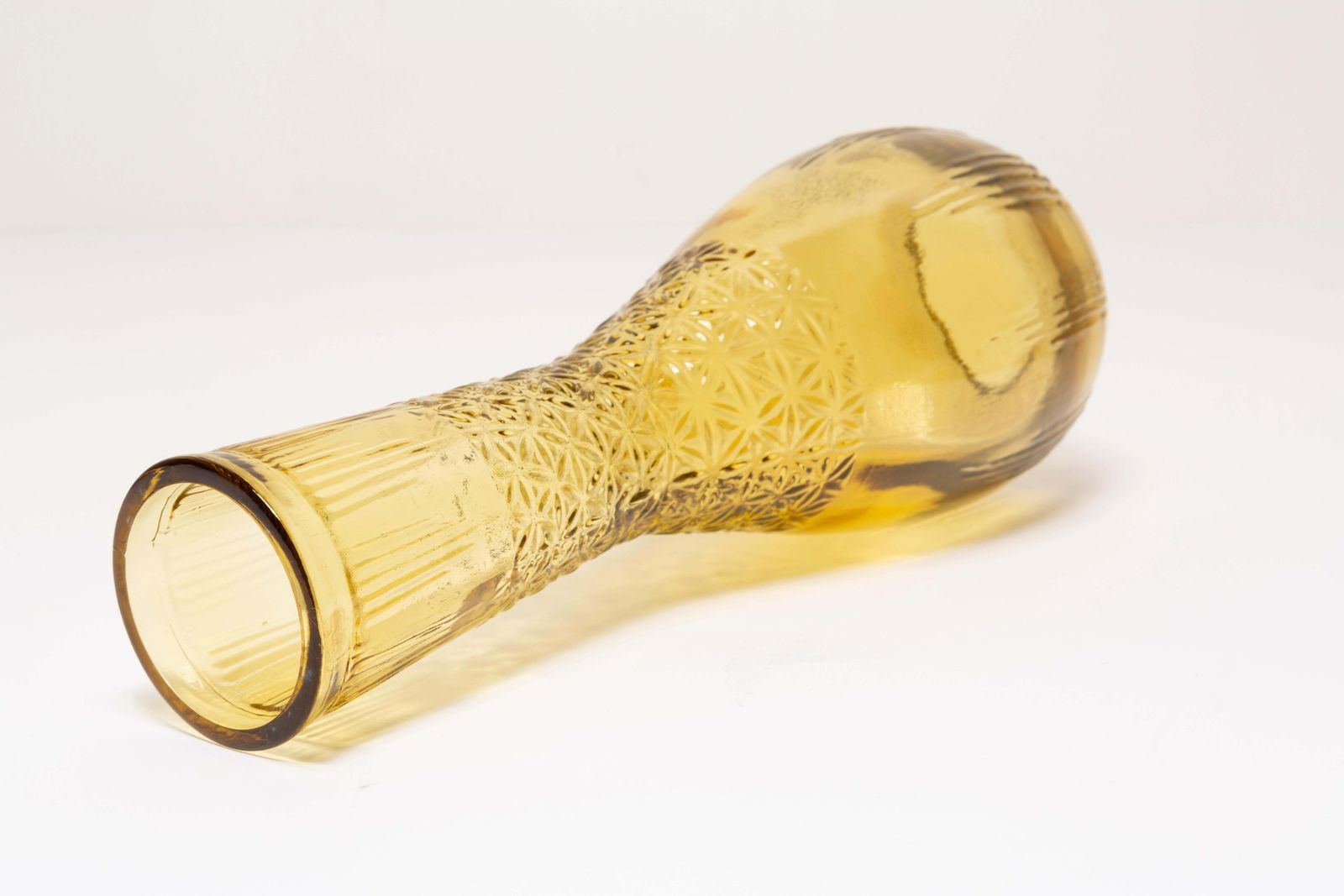 Midcentury Vintage Yellow Medium Glass Vase, Europe, 1960s photo vinterior