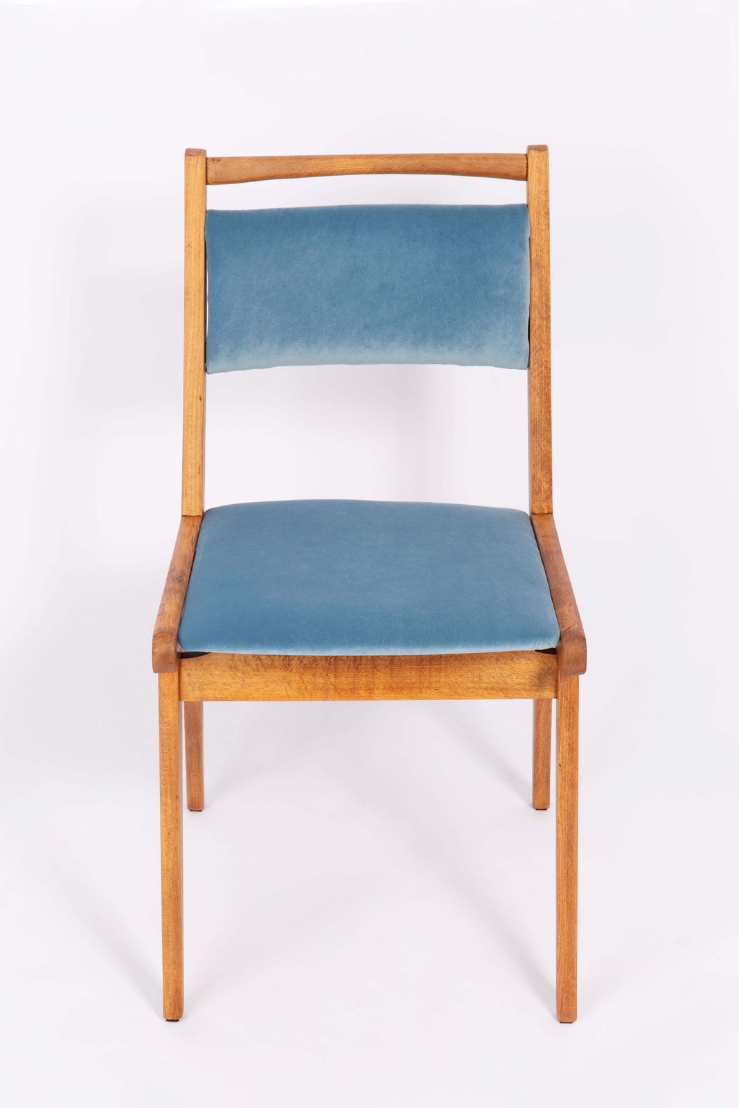 20th Century Baby Blue Velvet Chair, Poland, 1960s photo Furniture