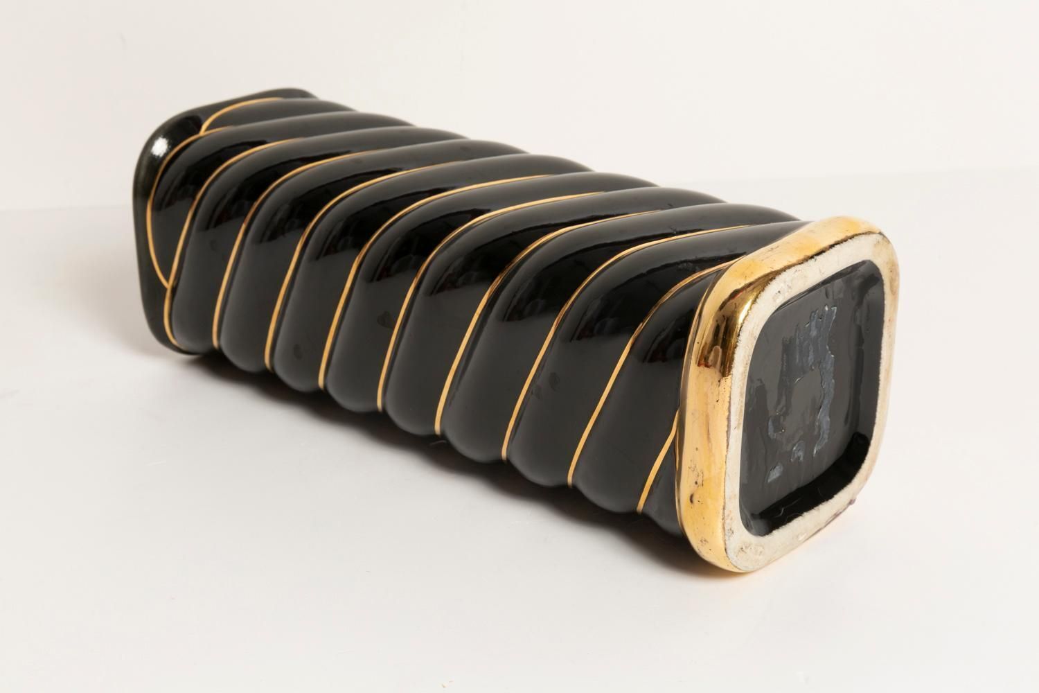 Unique Hand Black And Gold Ceramic Vase, 20th Century, Europe, 2000s photo vinterior