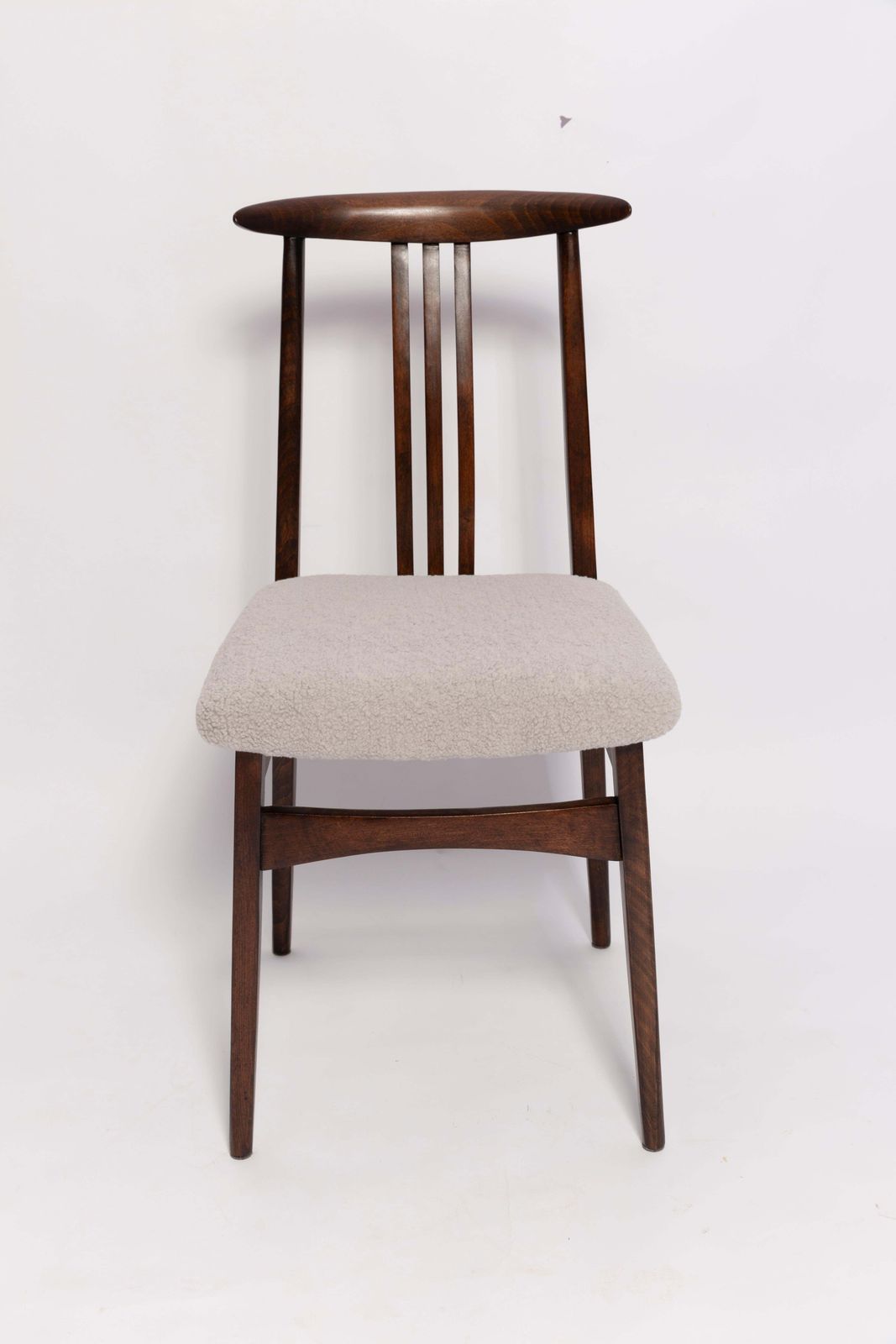 Mid Century Linnen Bouclé Fauteuil, Walnoot, Ontworpen Door M. Zielinski, Europa, Jaren 1960 photo for sale