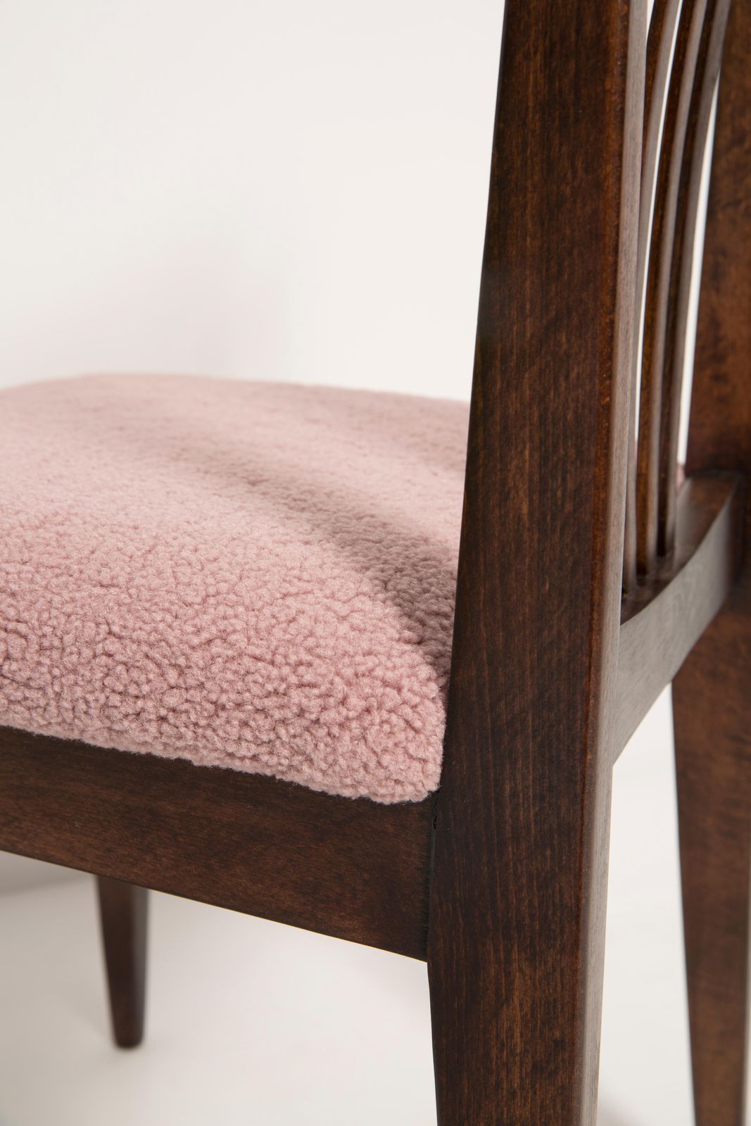 photo furniture Mid Century Modern Pink Boucle Chair, Designed By M. Zielinski, Europe, 1960s