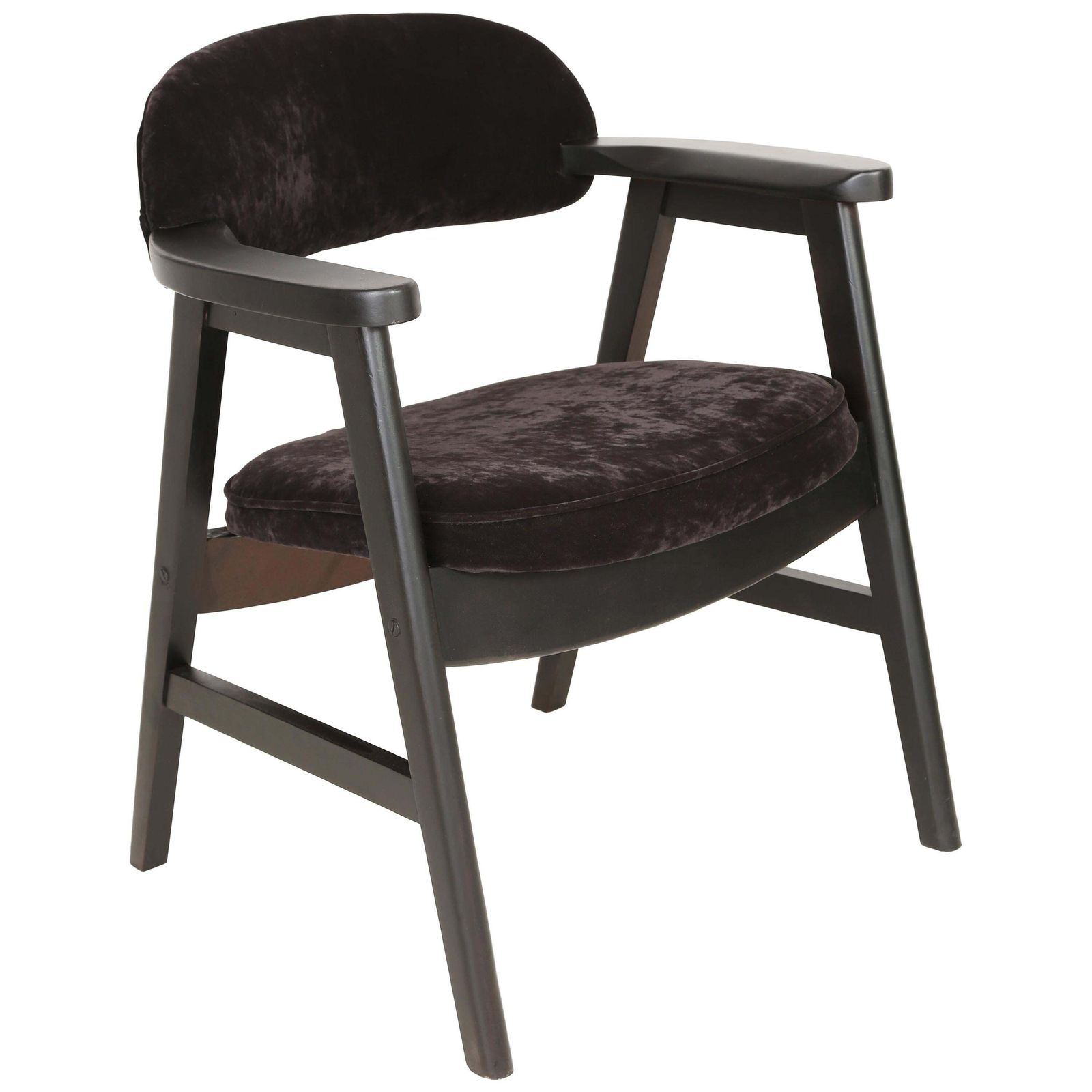 20th Century Buffalo Black Wood And Velvet Armchair, 1960s