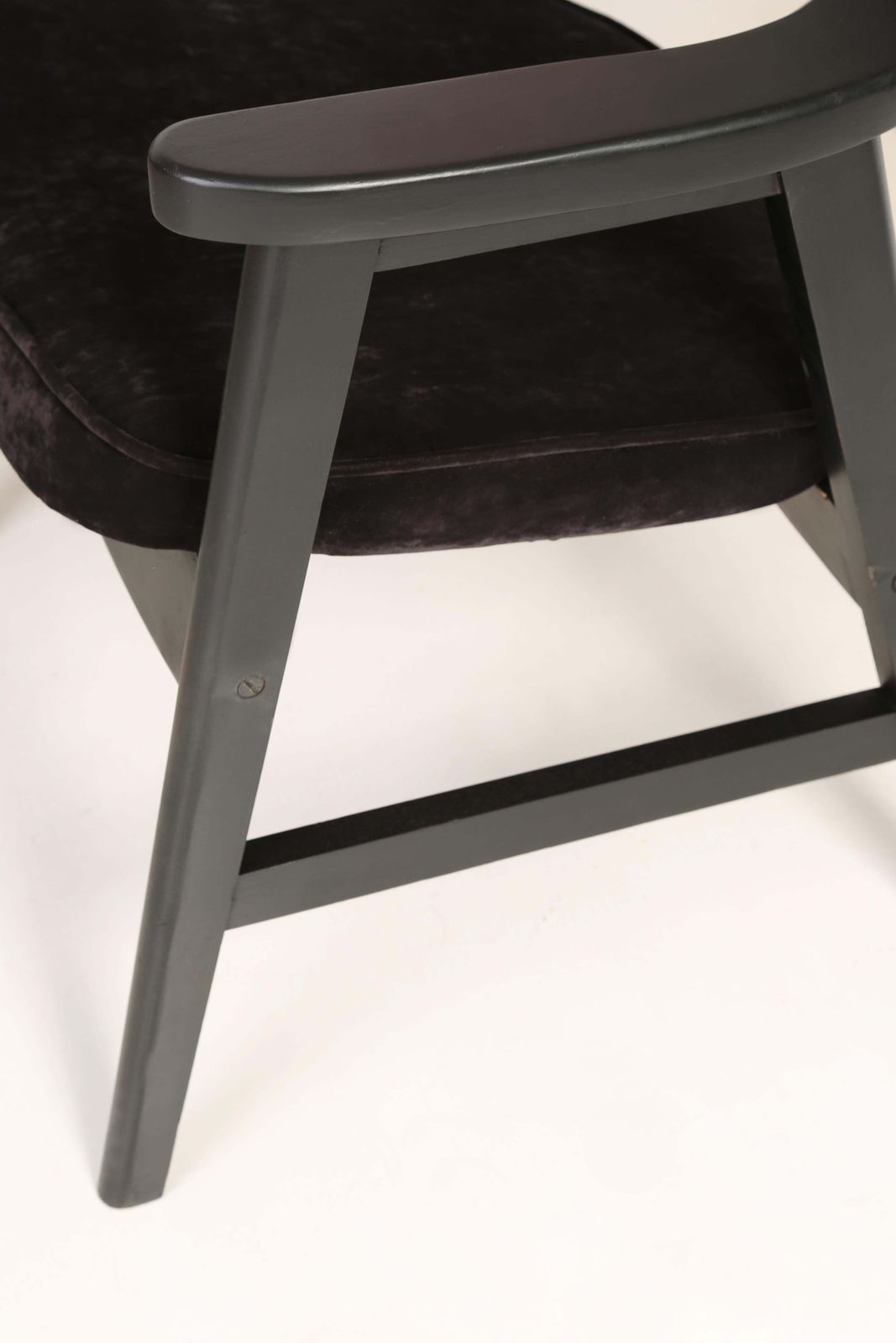 20th Century Buffalo Black Wood And Velvet Armchair, 1960s photo 510.0