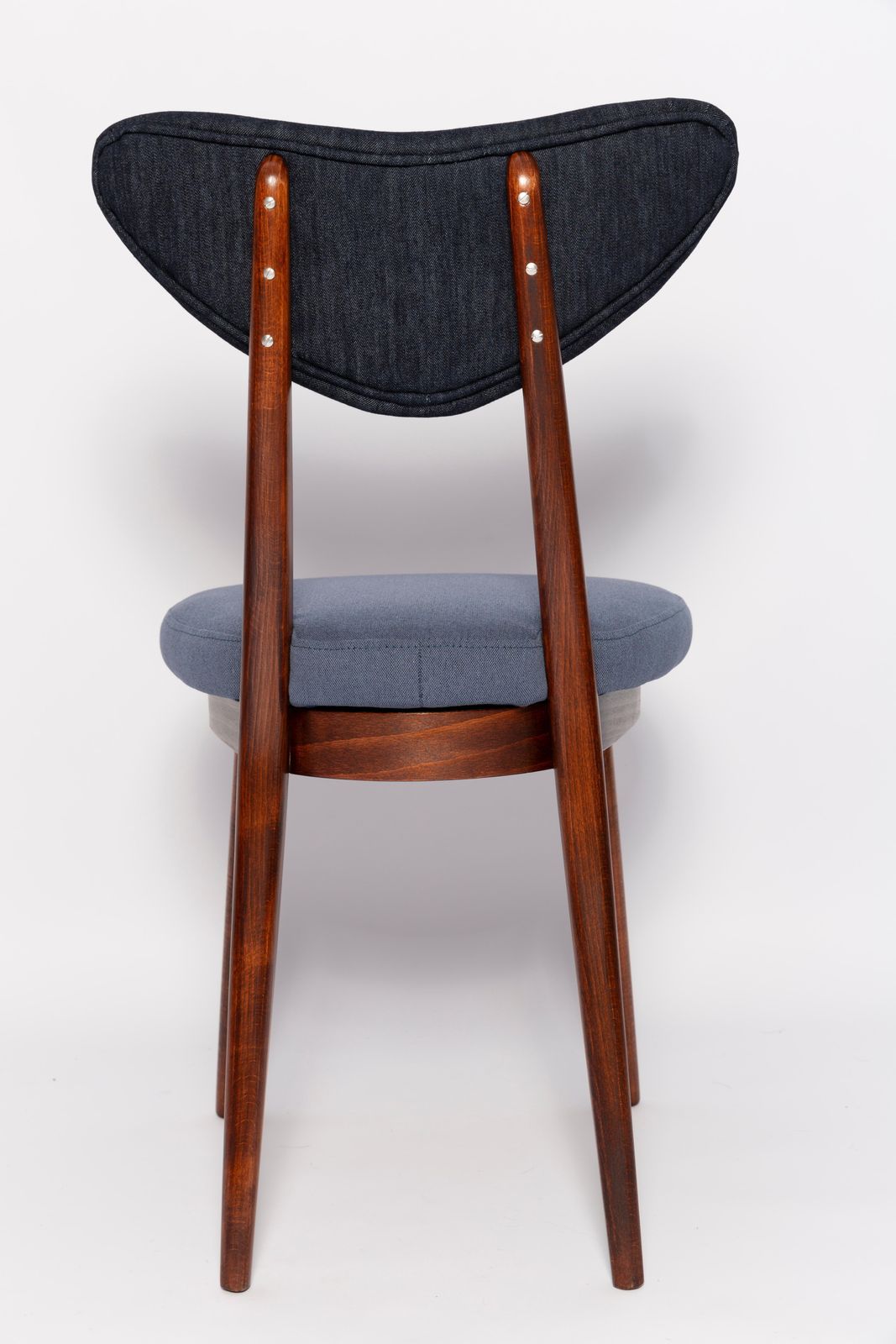 Mid Century Fauteuil Met Hartvormige Zitting, Medium En Donkerblauw Denim, Europa, Ca. Jaren 1960 photo vintage