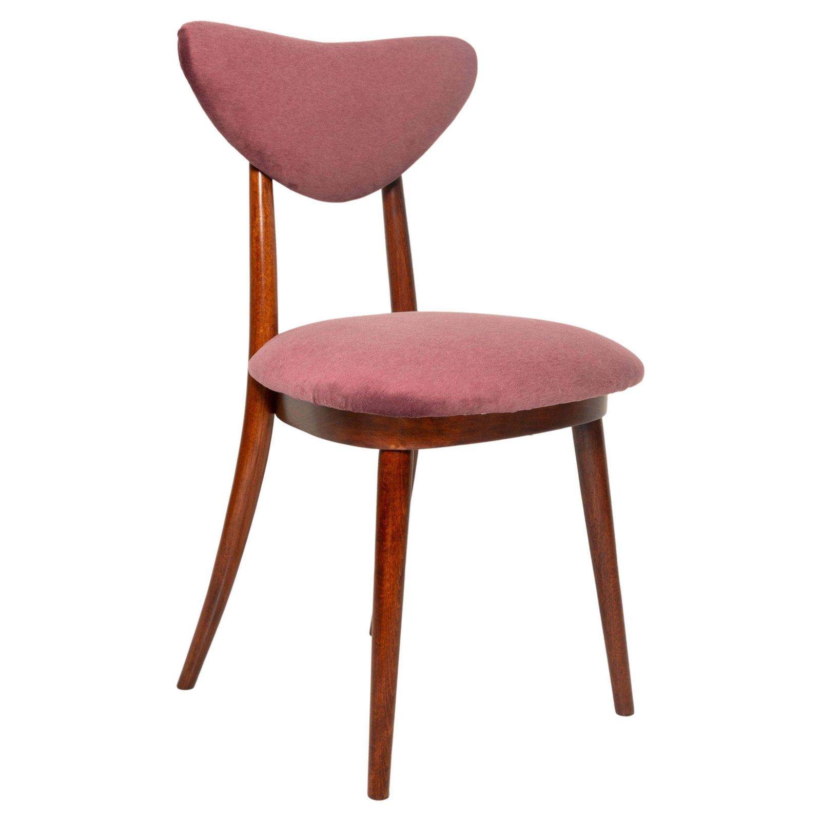 Midcentury Plum Violet Velvet Heart Chair, Europe, 1960s