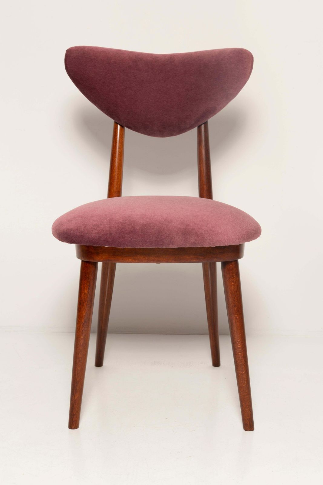 Midcentury Plum Violet Velvet Heart Chair, Europe, 1960s photo vintage