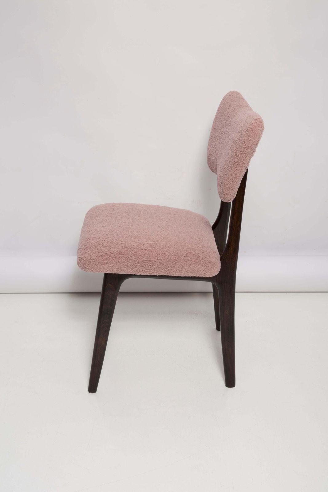 Mid Century Butterfly Dining Chair, Pink Boucle And Walnut Wood, Poland, 1960s photo Furniture
