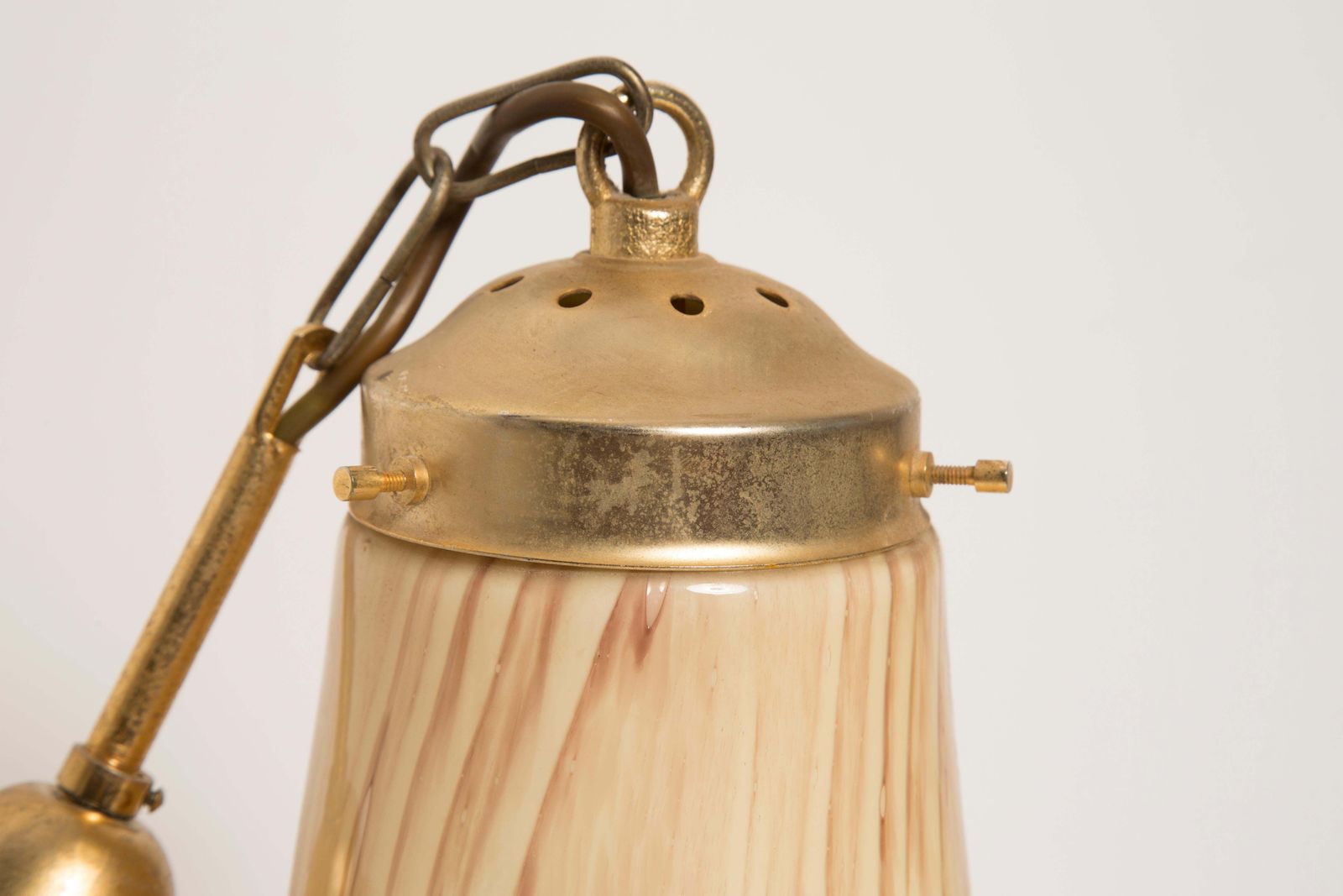 Mid Century, Hollywood Regency Beige Ceramic And Gold Ceiling Lamp, Italy, 1960s photo for sale