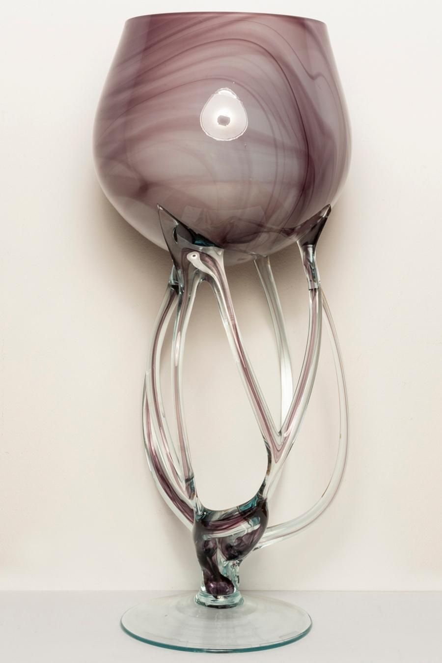 Mid Century Vintage Artistic Purple Big Glass Vase, Poland, Europe, 1970s photo buy