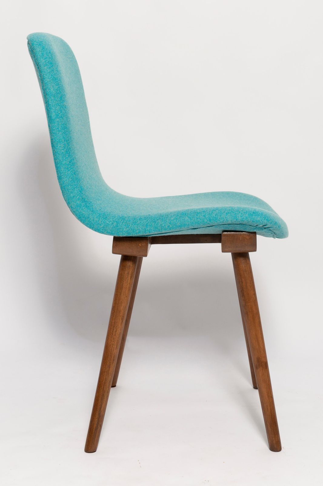 Mid Century Acqua Wool Vintage Chair, By Fameg Factory, Poland, 1960s photo for sale