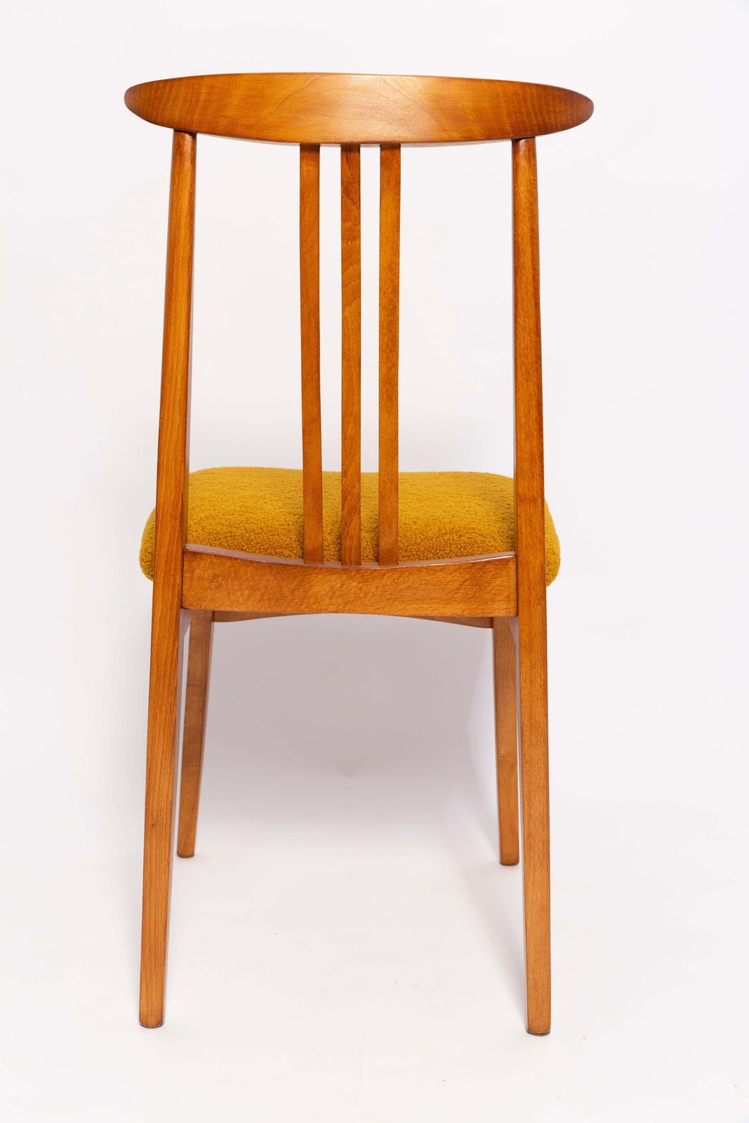Mid Century Ochre Boucle Chair, Medium Wood, M. Zielinski, Europe 1960s photo vinterior