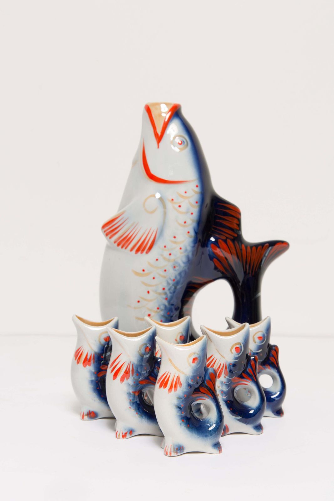 Blue Fish Glass Decanter And Glasses, 20th Century, Europe, 1960s photo furniture