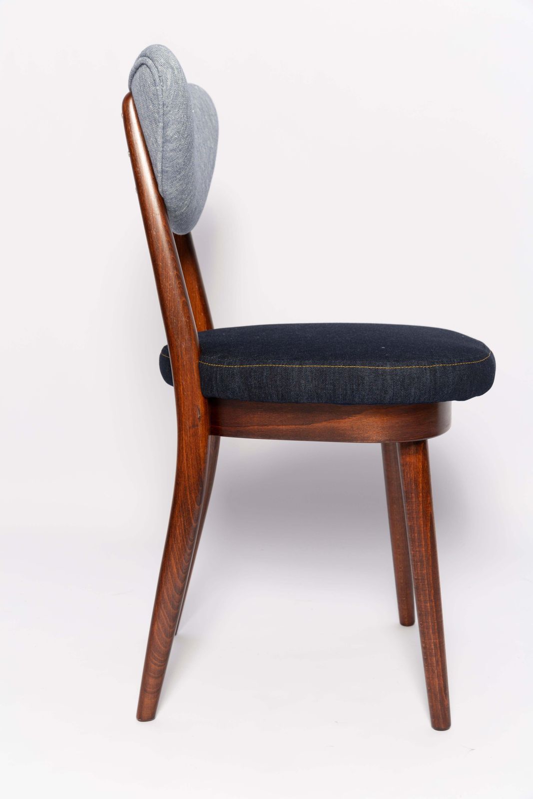 Mid Century Licht  En Donkerblauw Denim Hartjesmodel Fauteuil, Europa, Jaren 1960 photo buy