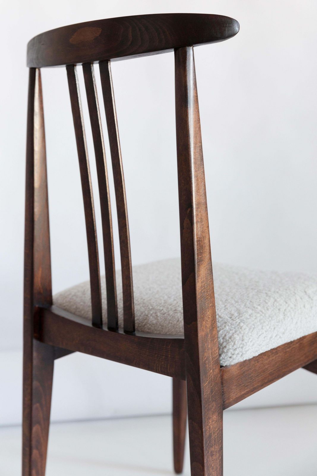 Mid Century Linen Boucle Chair, Walnut, Designed By M. Zielinski, Europe, 1960s photo Furniture