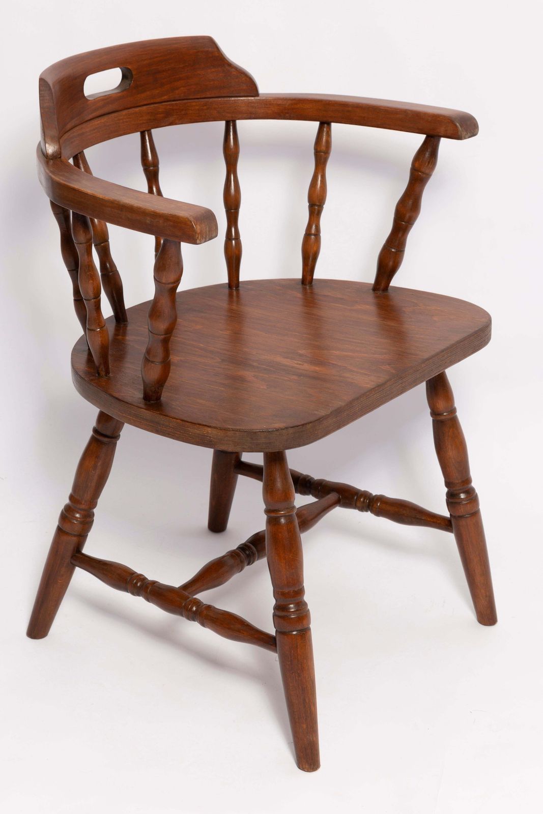 Mid Century Donkerbruine Beukenhouten Bonanza Chair, Europa, Ca. Jaren 1960 photo for sale