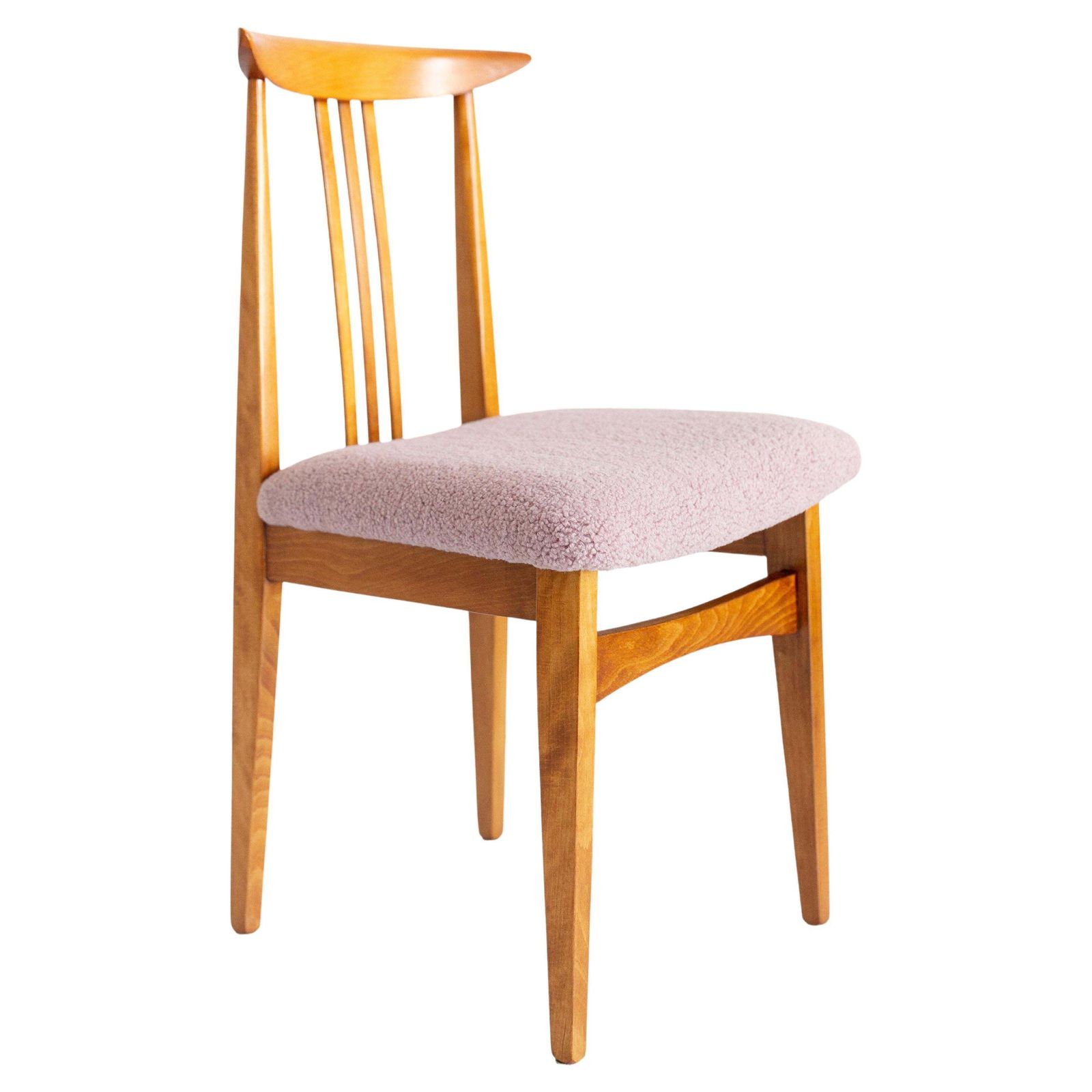 Mid Century Modern Pink Boucle Chair, Designed By M. Zielinski, Europe, 1960s