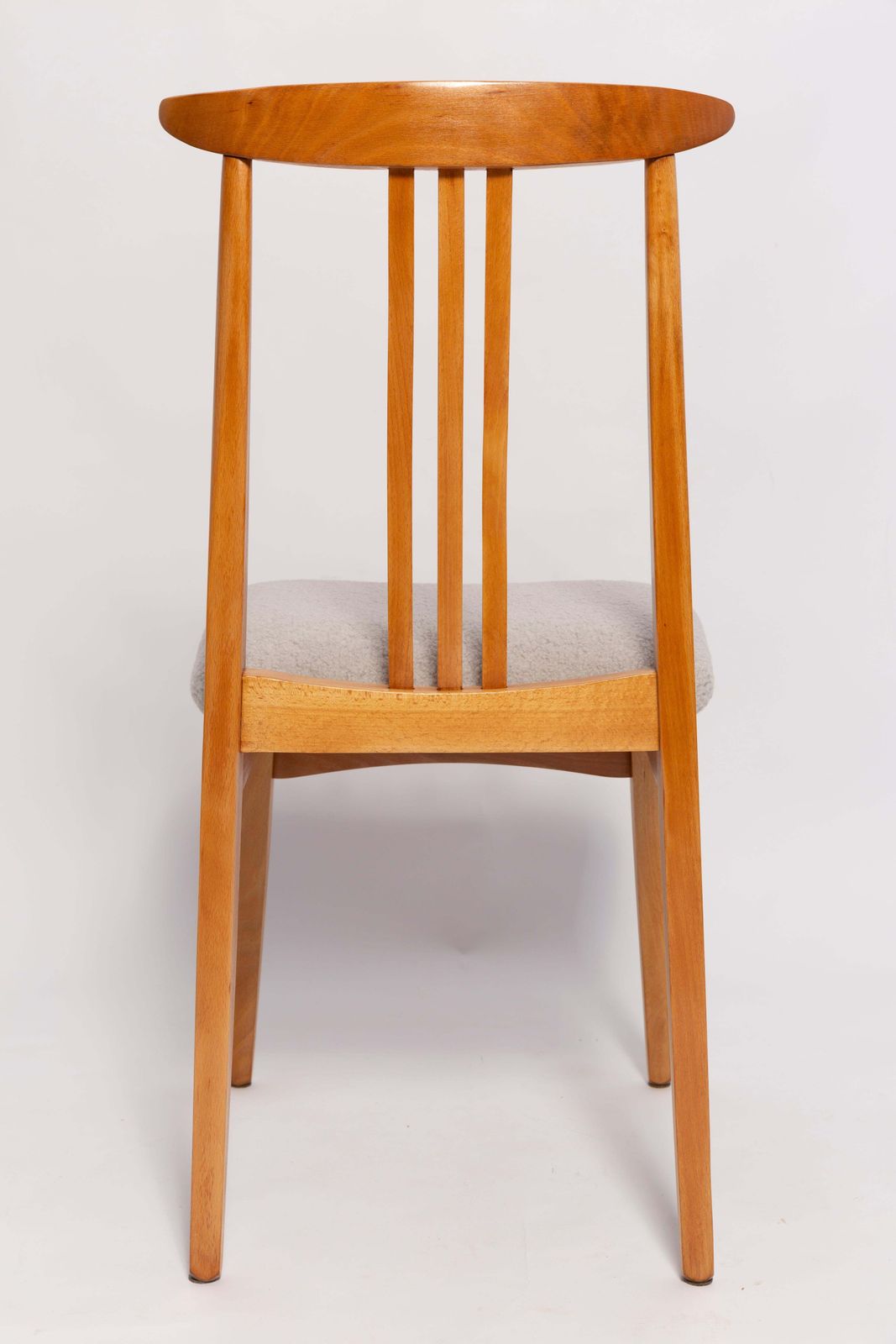 Mid Century Linen Boucle Chair, Light Wood, By M. Zielinski, Europe, 1960s photo vinterior