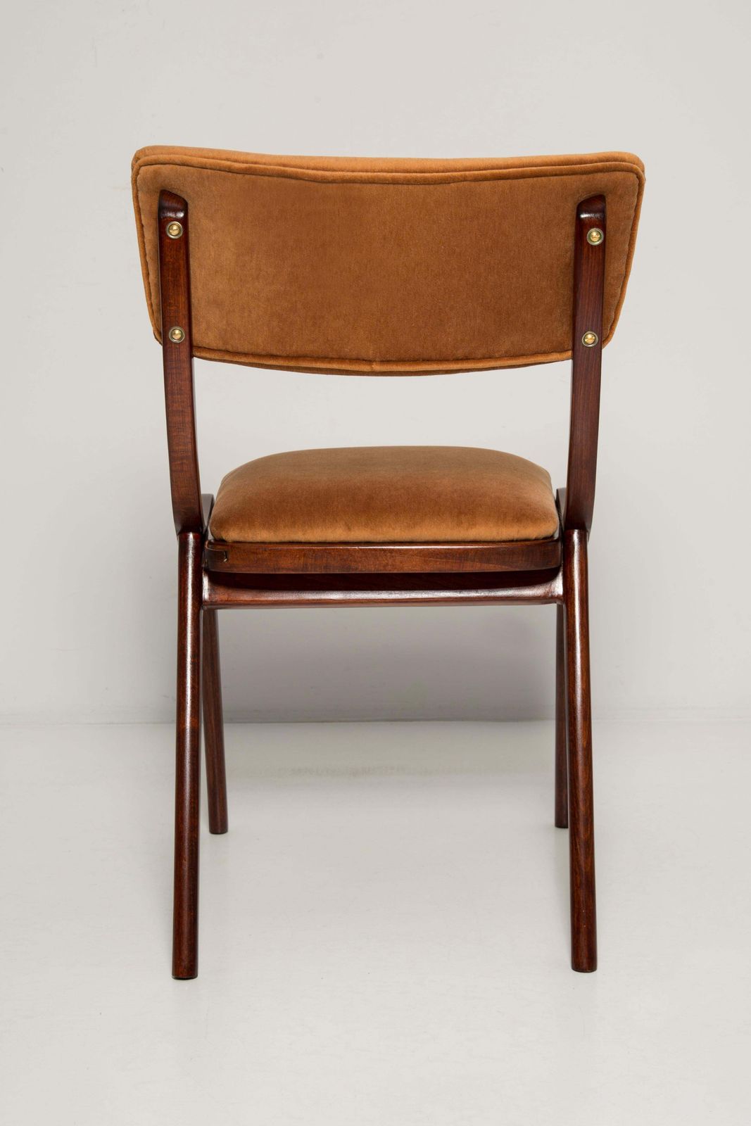 photo furniture Mid Century Modern Bumerang Chair, Brown Beige Velvet, Poland, 1960s