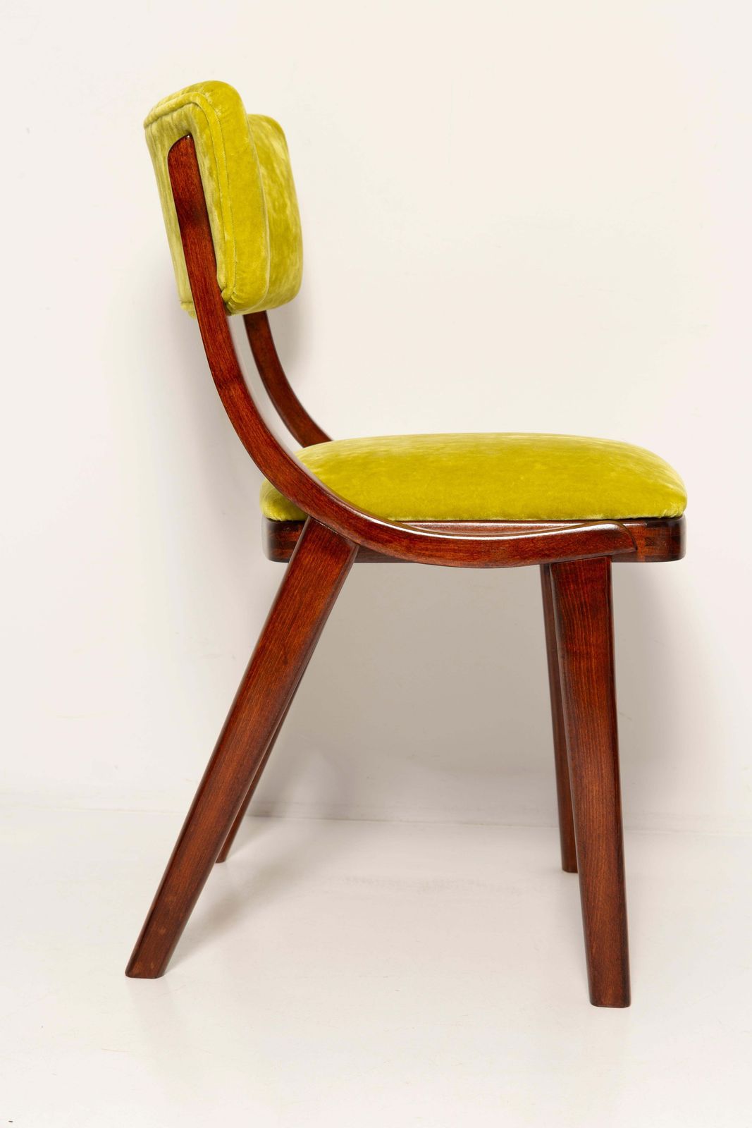 Mid Century Modern Bumerang Chair, Lime Velvet Plushy Fr Dedar, Poland, 1960s photo buy