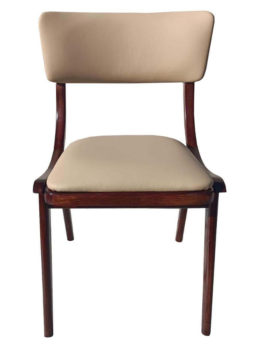 Mid Century Modern Bumerang Chair, Light Creme Leather, Poland, 1960s photo for sale