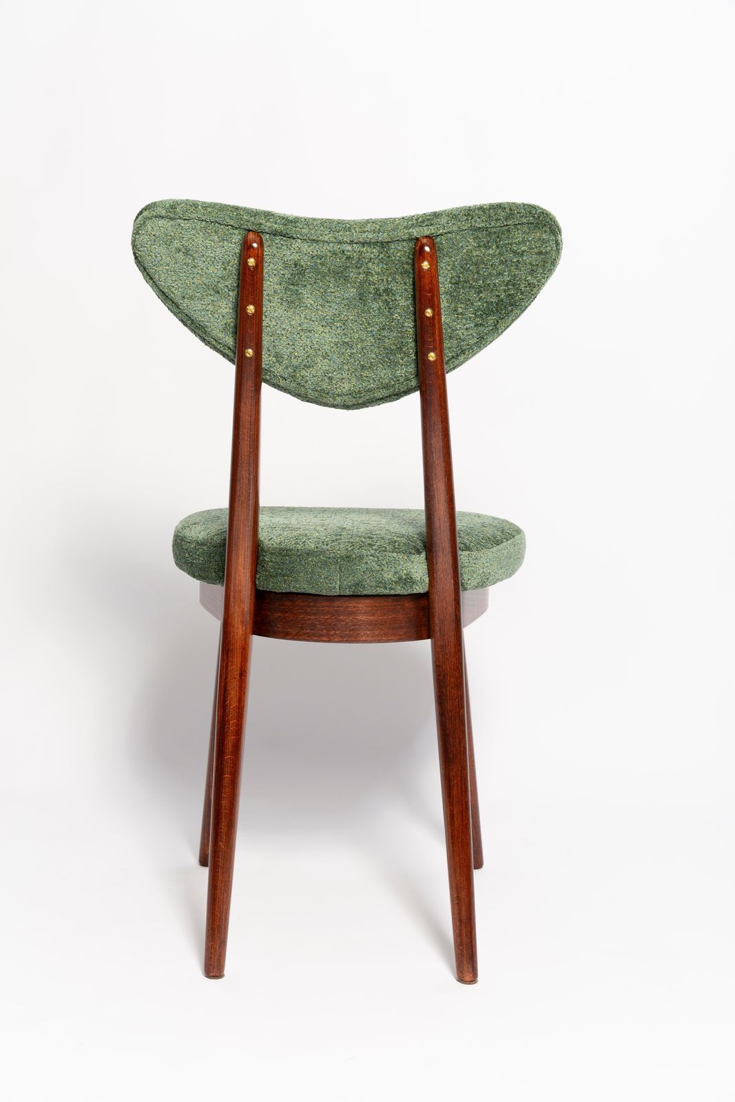 Mid Century Heart Chair, Green Velvet, Dark Wood, Europe 1960s photo vinterior