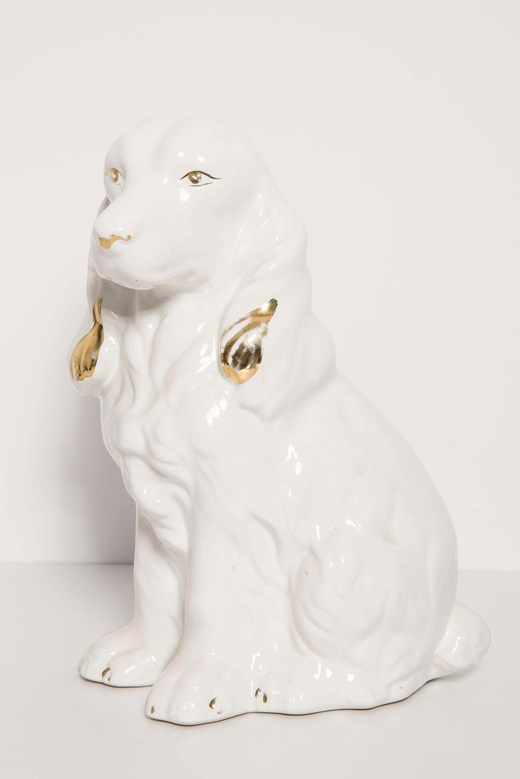 Rare Ceramic White Small Spaniel Dog Decorative Sculpture, Italy, 1960s photo for sale