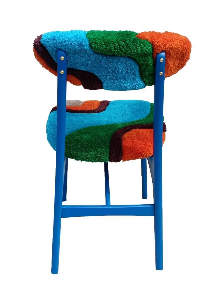 Mid Century Hand Tufting Chair, Dark Wood, Rajmund Halas, Poland, 1960s photo vinterior